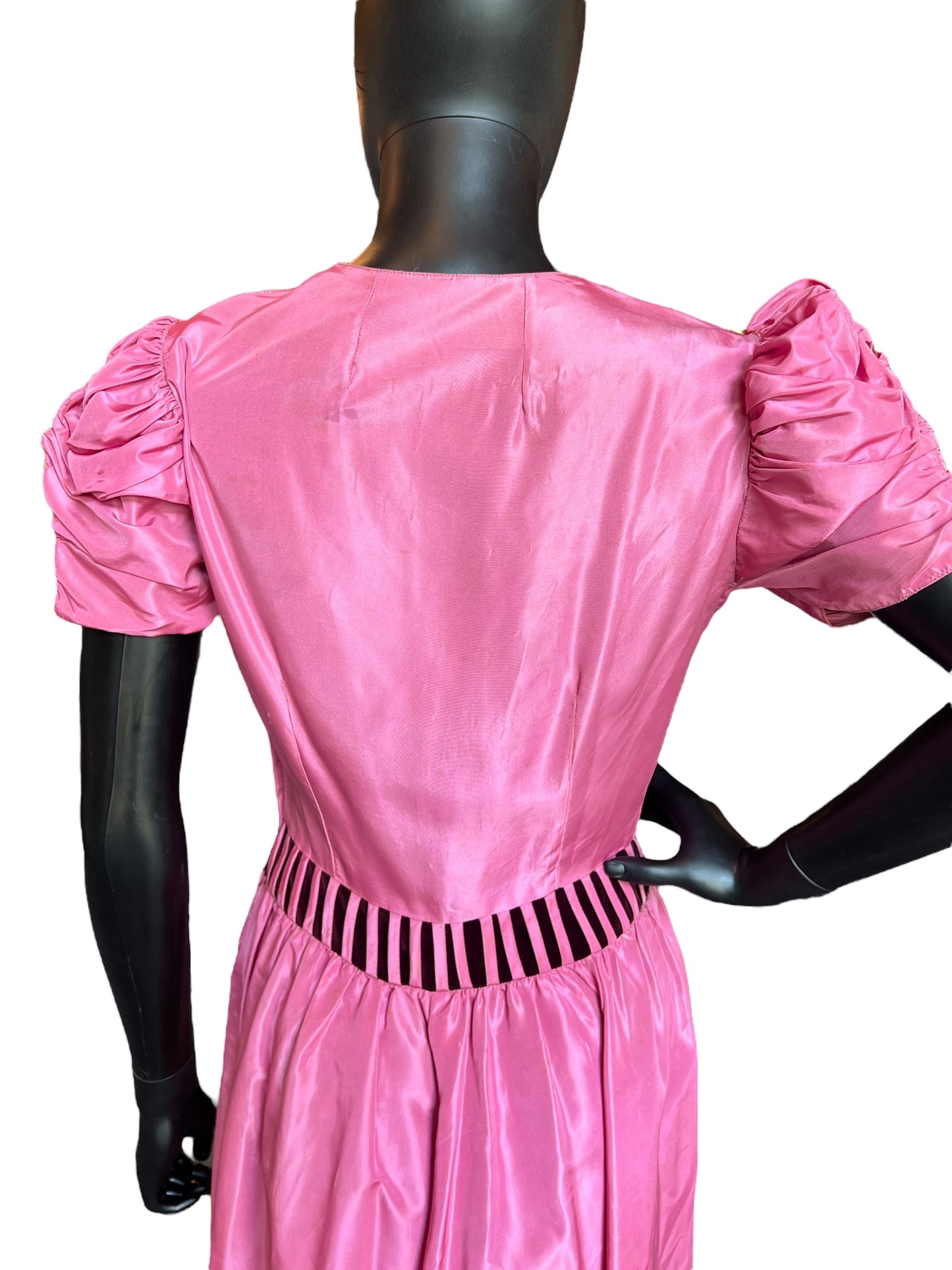 Vintage 40s Pink/Burgundy Taffeta Evening Gown