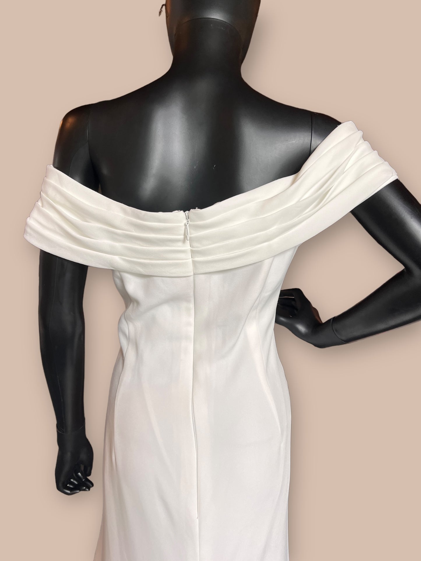 Side Ruched Off Shoulder Wedding Gown