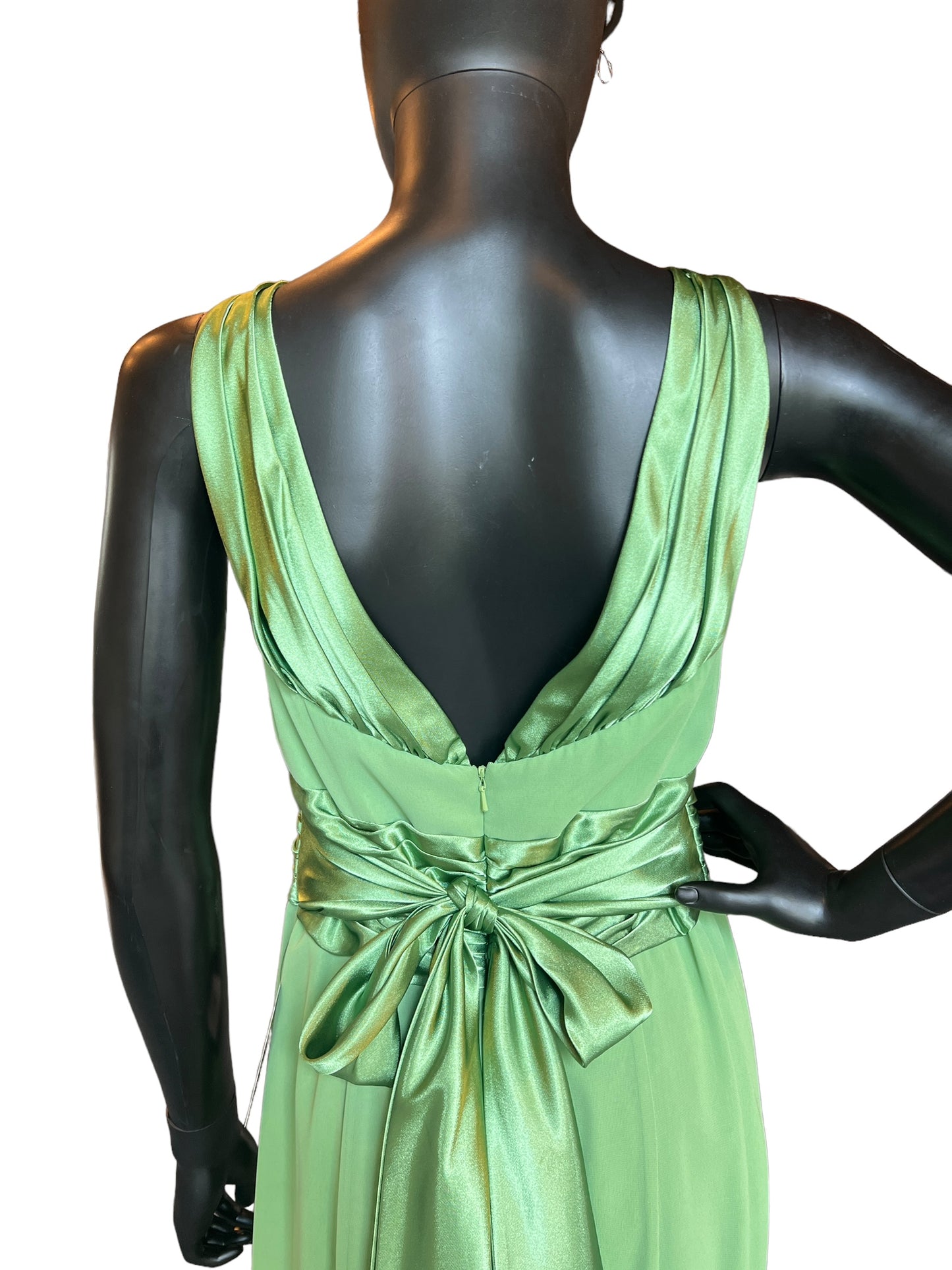 Green Chiffon Halter Maxi Formal Dress