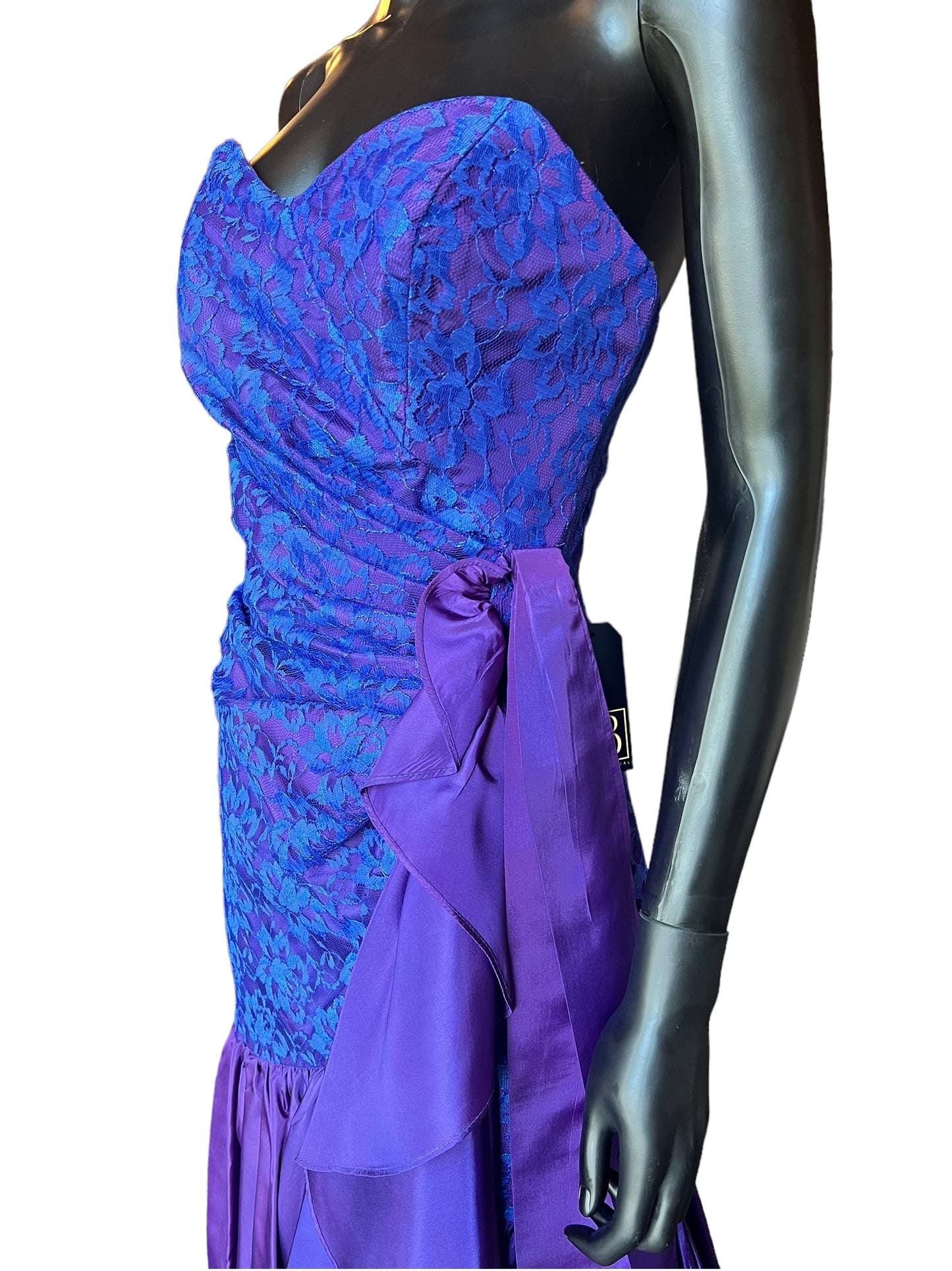 Vintage Purple/Blue Taffeta and Lace