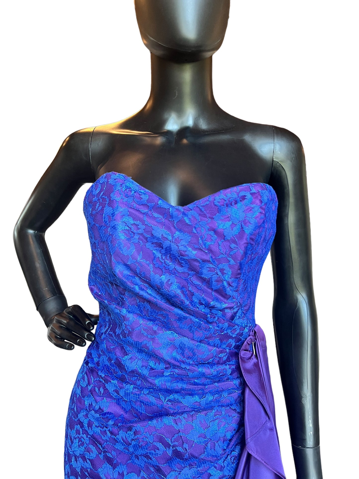 Vintage Purple/Blue Taffeta and Lace