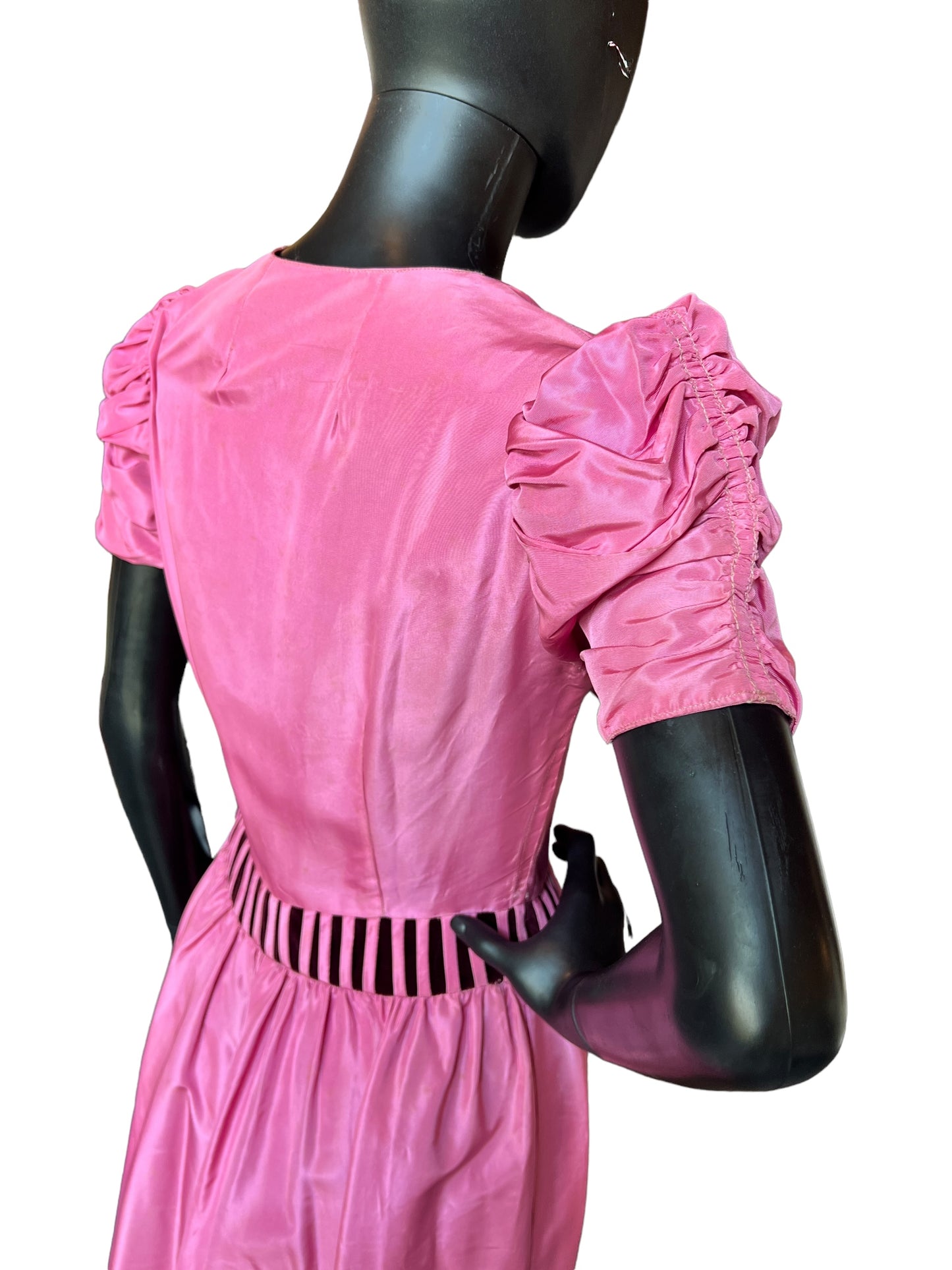Vintage 40s Pink/Burgundy Taffeta Evening Gown