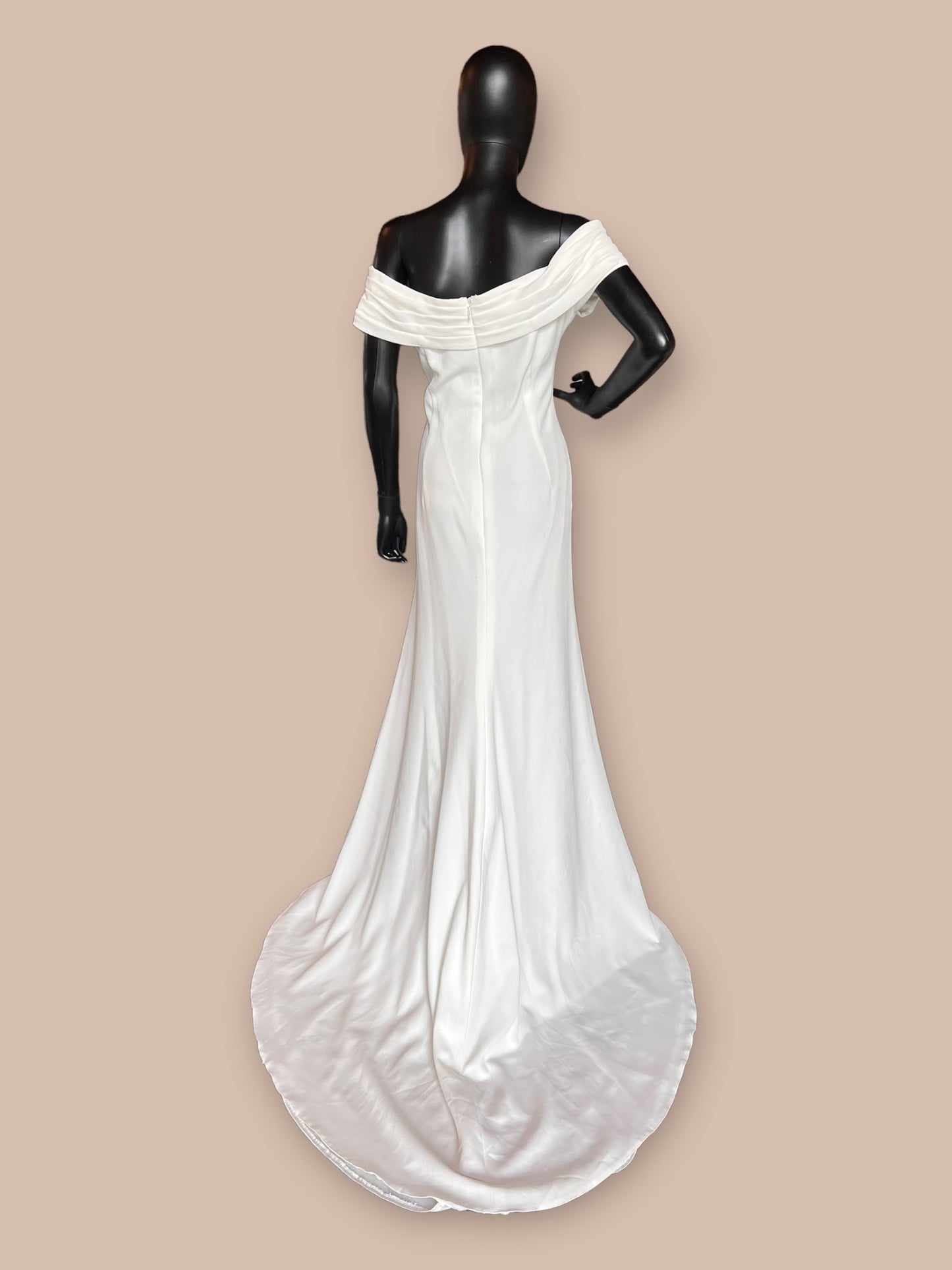 Side Ruched Off Shoulder Wedding Gown