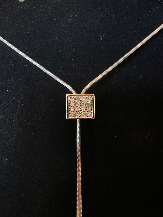 Silver Crystal Box Necklace
