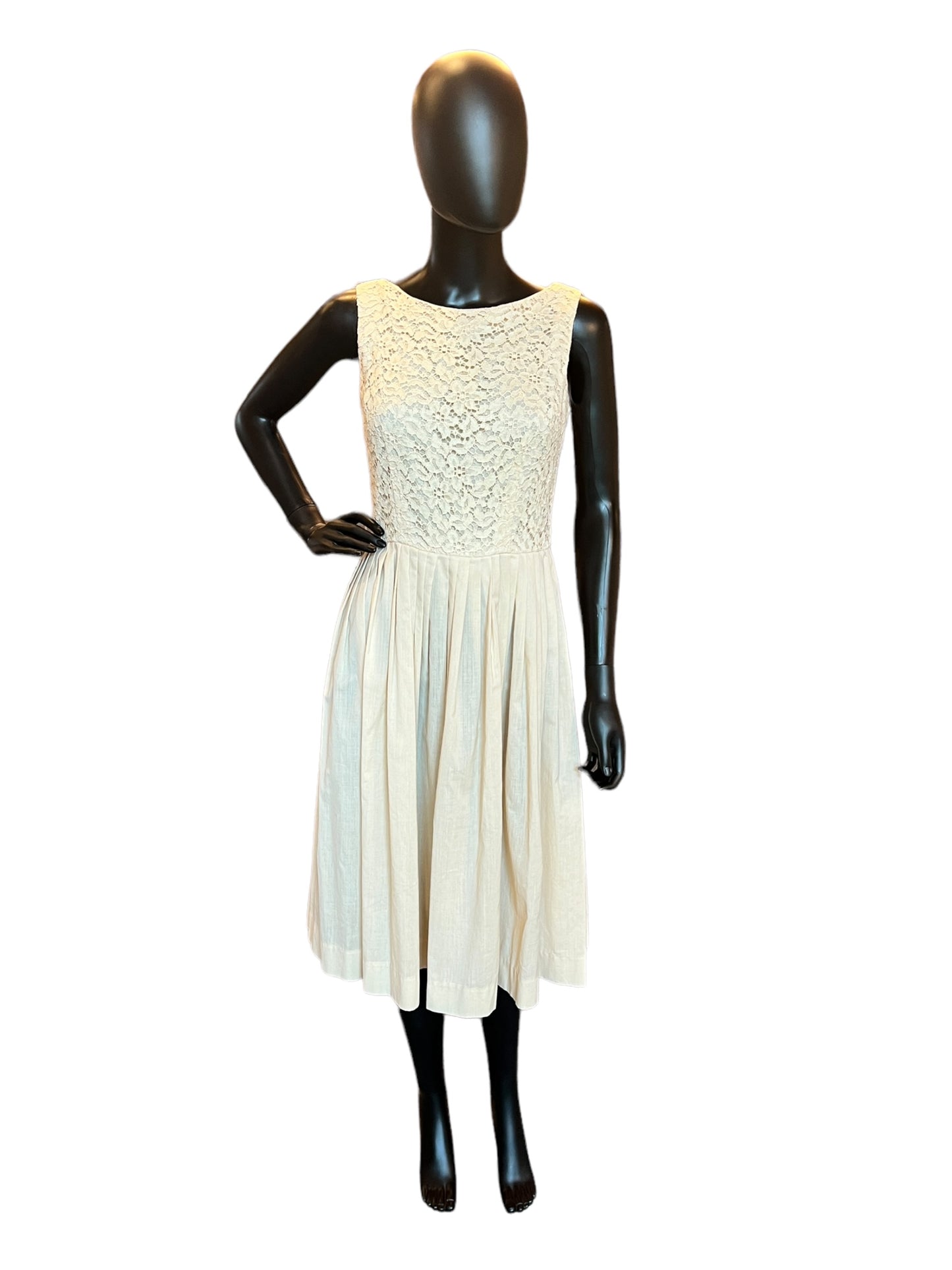 Vintage 50s Cream Cotton Lace Cocktail Dress