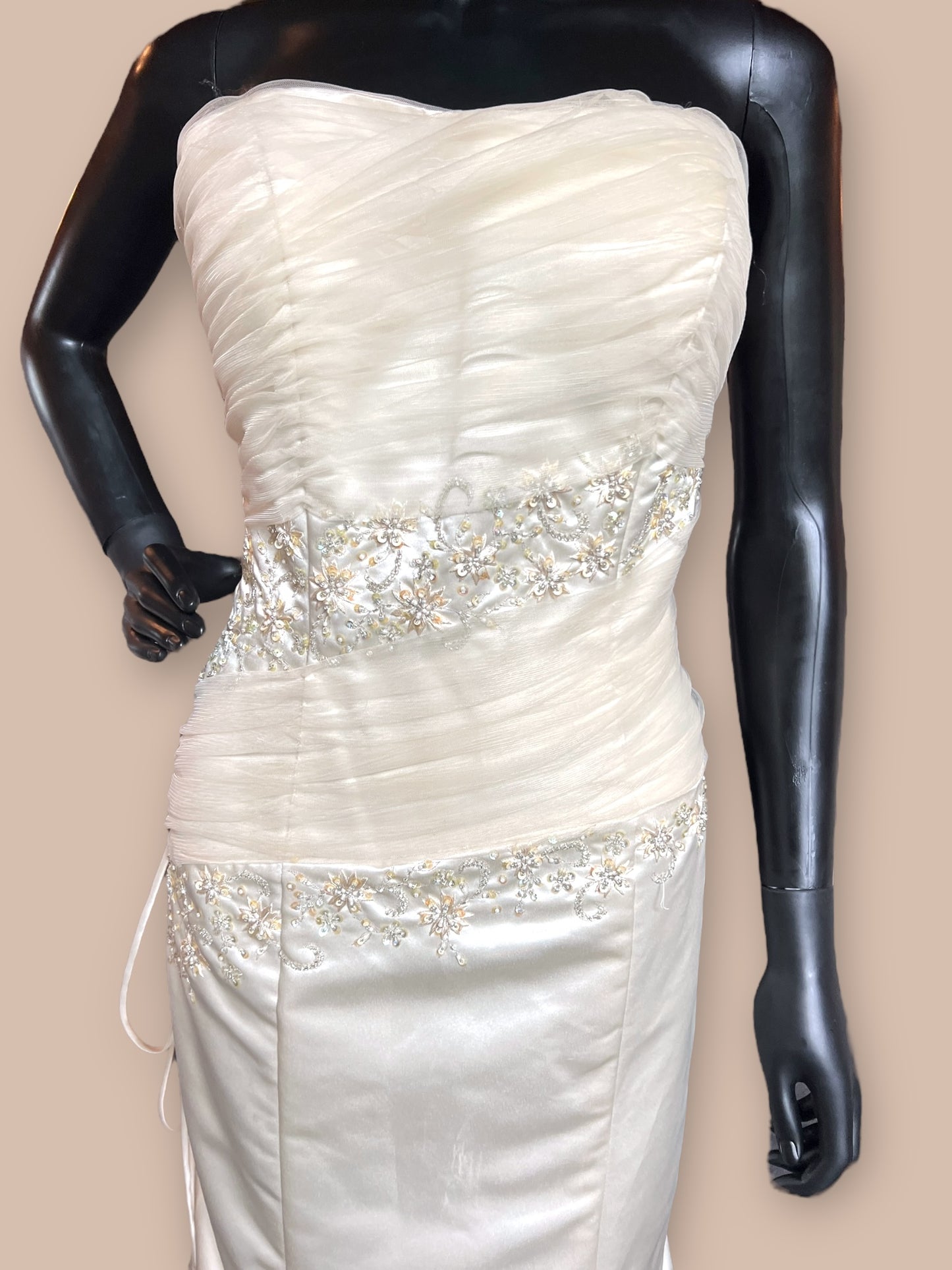 B-Dazzle Champagne Side Corset - Formal/Wedding Gown