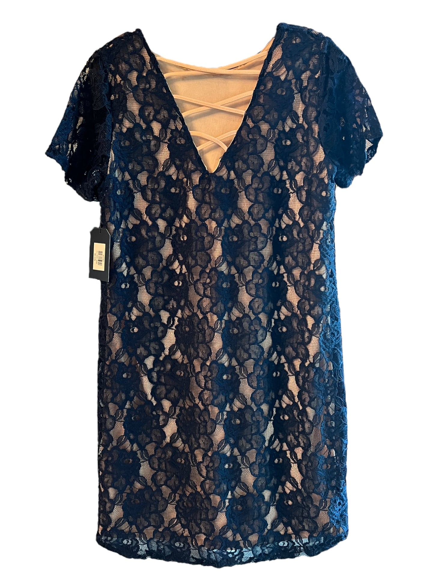 Blue Lace Shift Dress