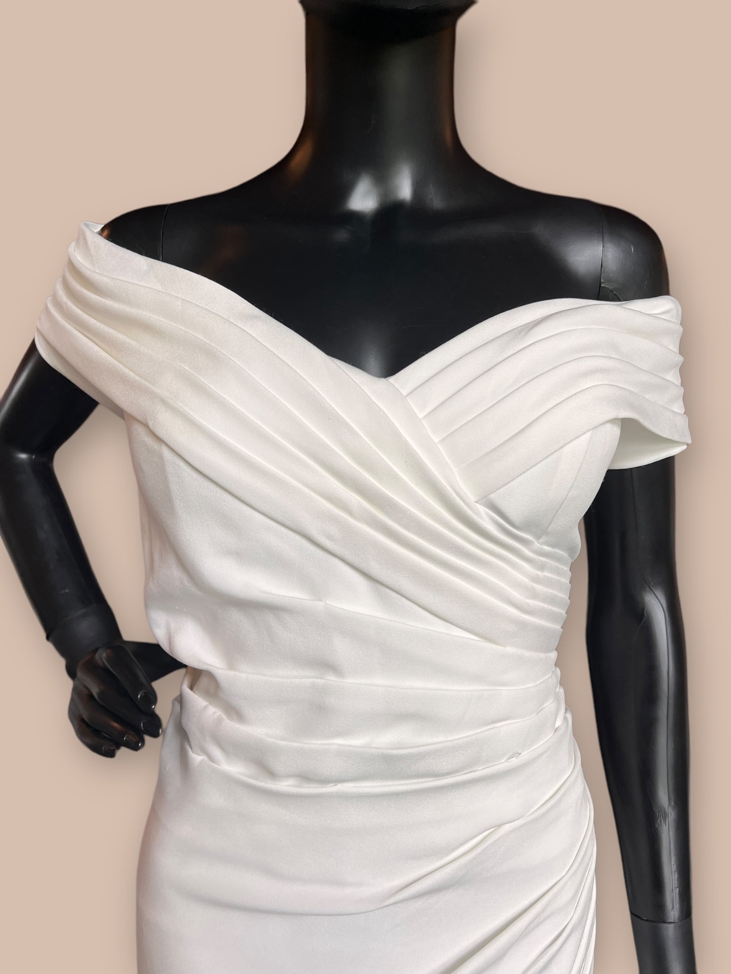 Side Ruched Off Shoulder Wedding Gown