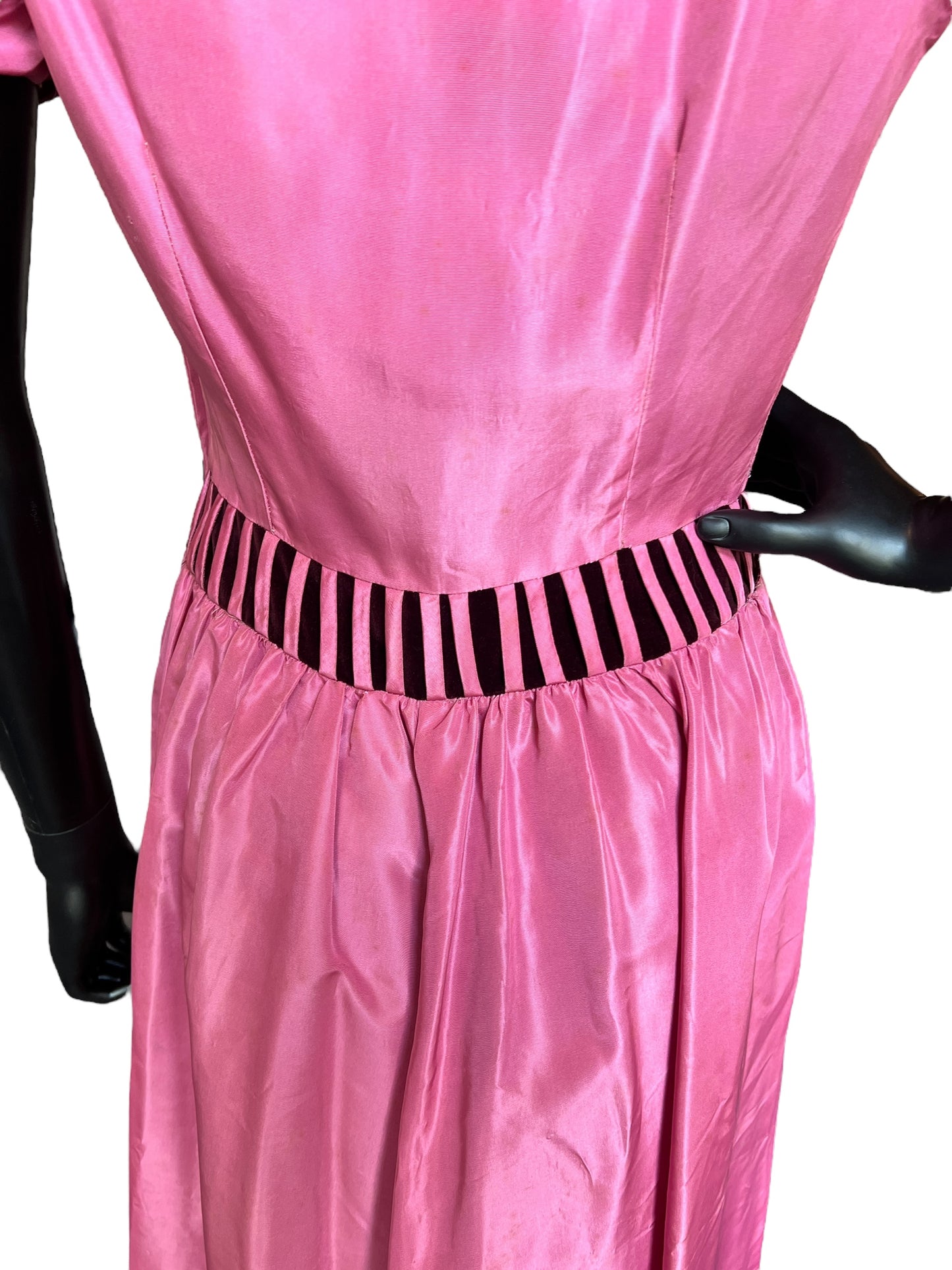 Vintage 40s Pink/Burgundy Taffeta Evening Gown