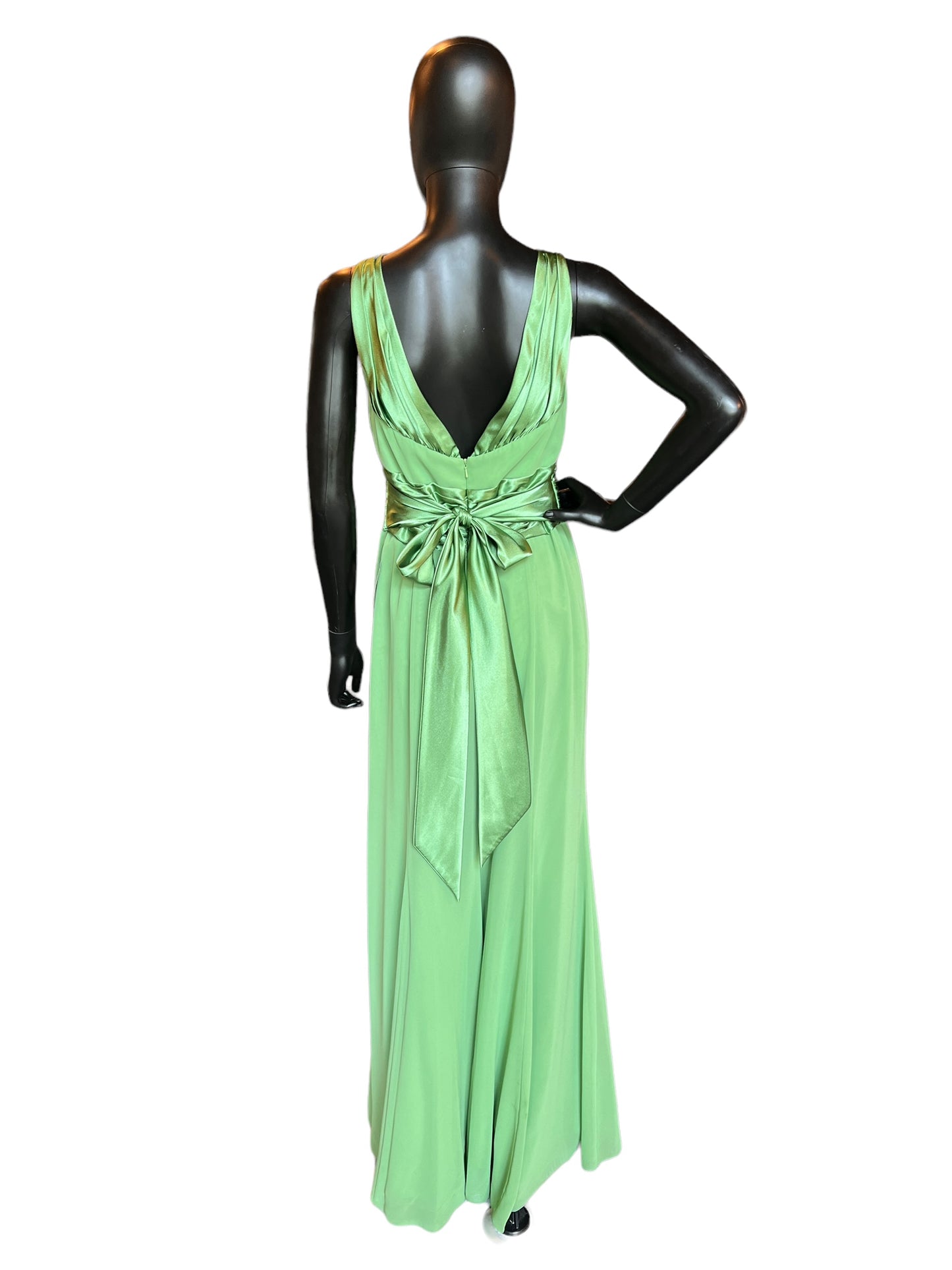 Green Chiffon Halter Maxi Formal Dress
