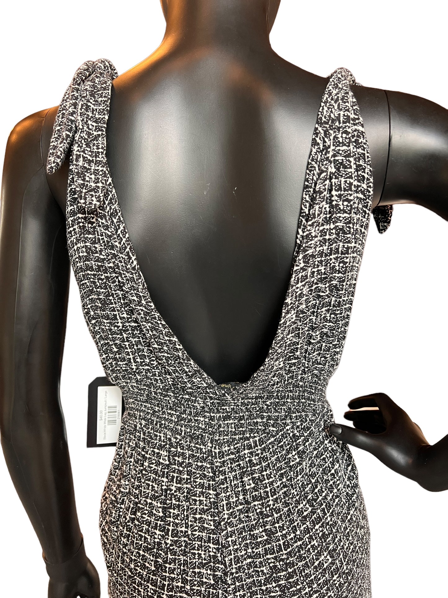 Black/White Wide Leg Casual Jumpsuit