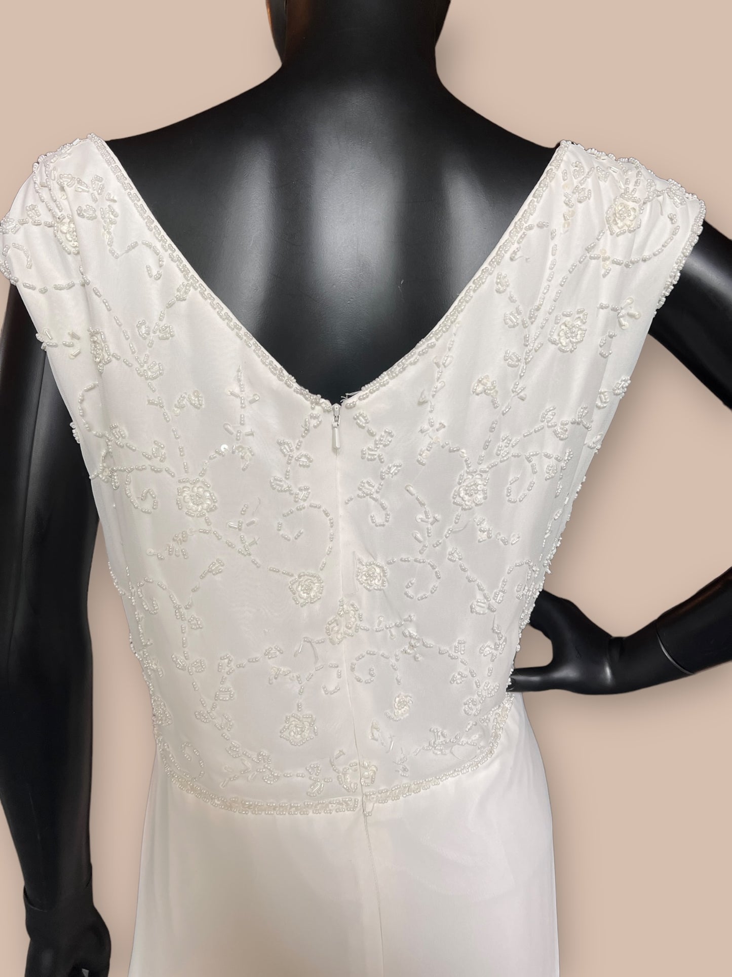 Adrianna Papell Chiffon Wedding Gown Beaded Empire