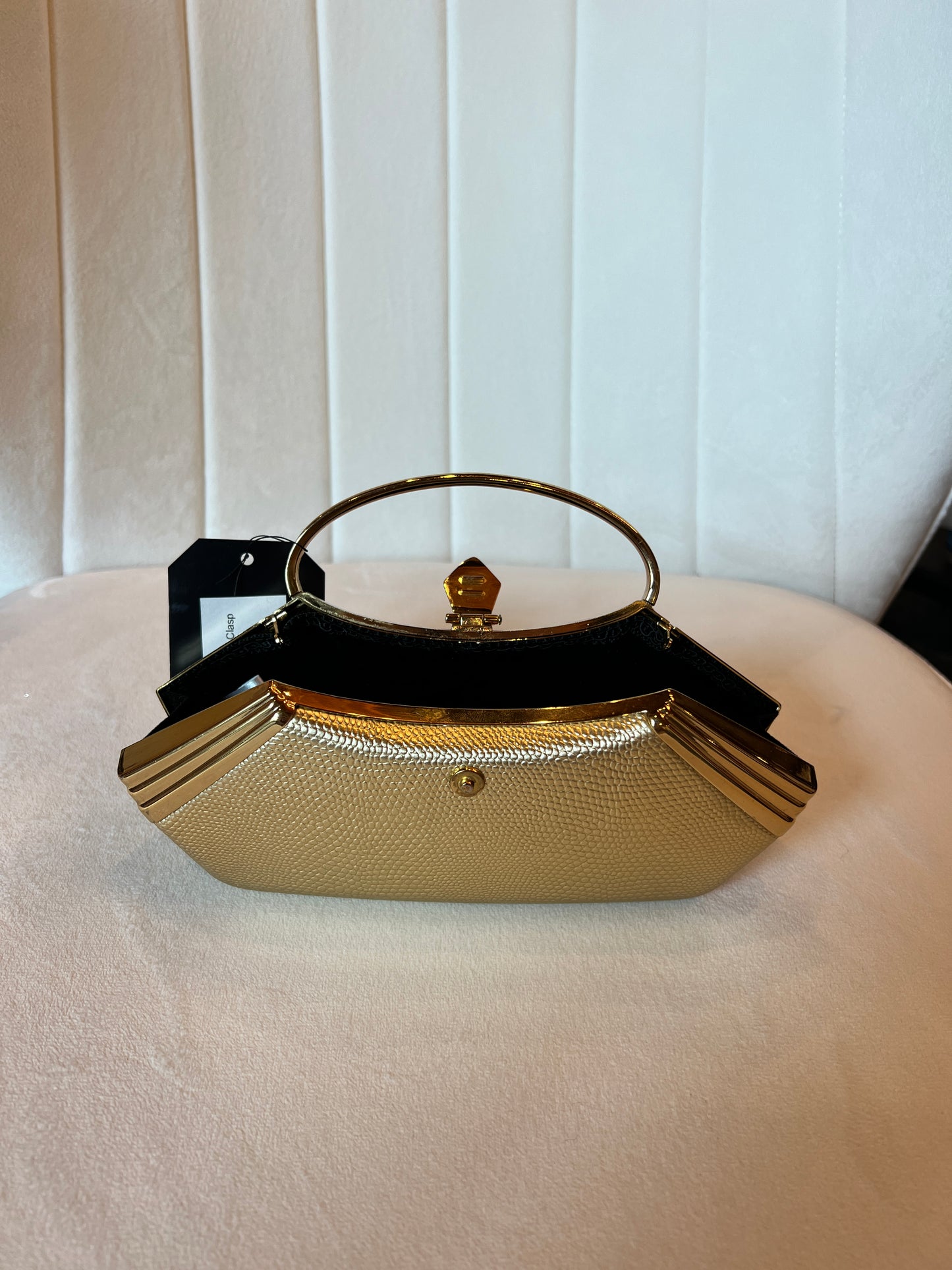 Gold Clutch with Crystal Clasp