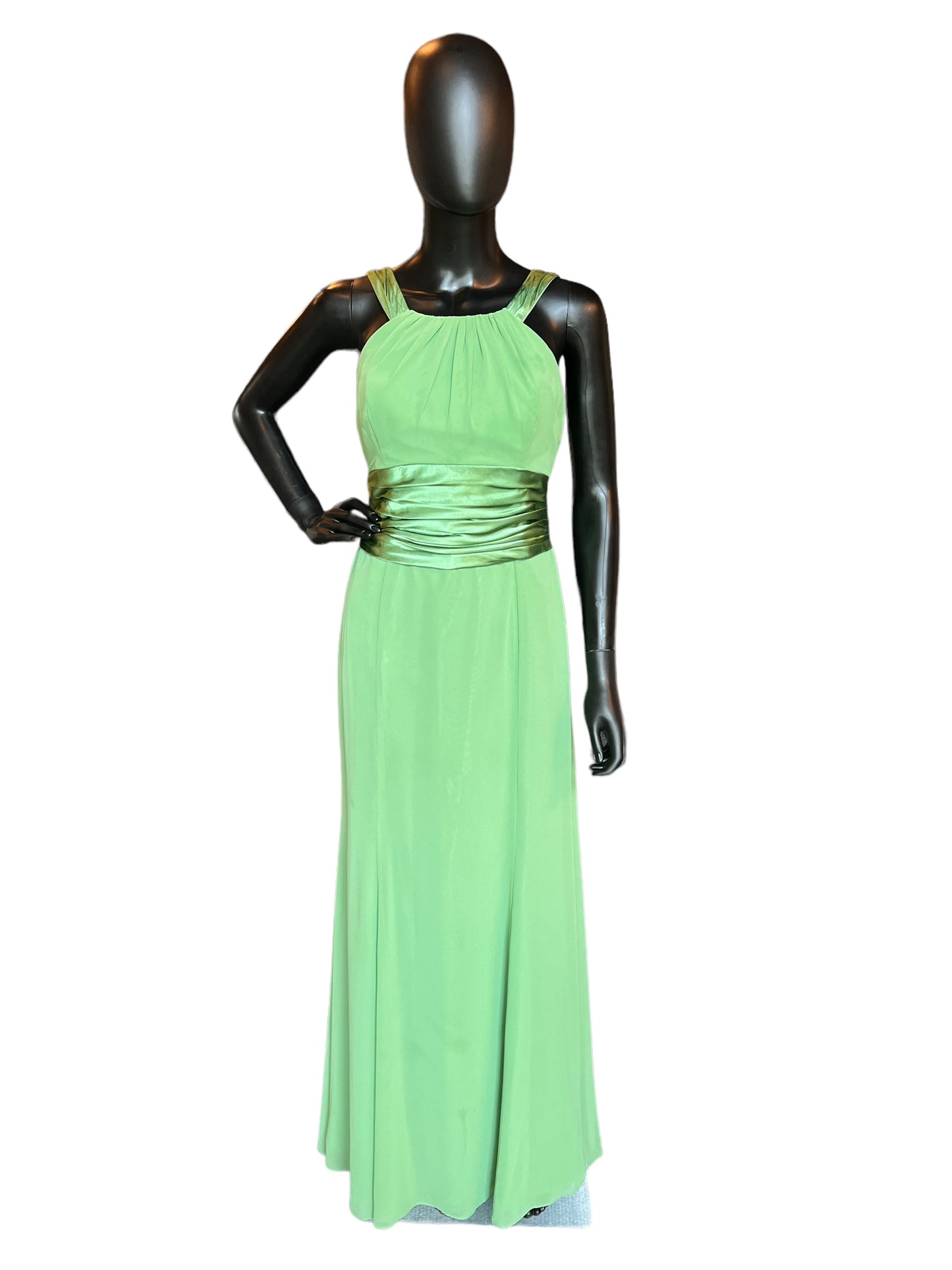 Green Chiffon Halter Maxi Formal Dress