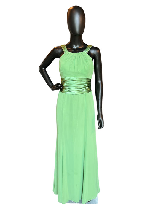 Green Chiffon Halter Maxi Formal Dress