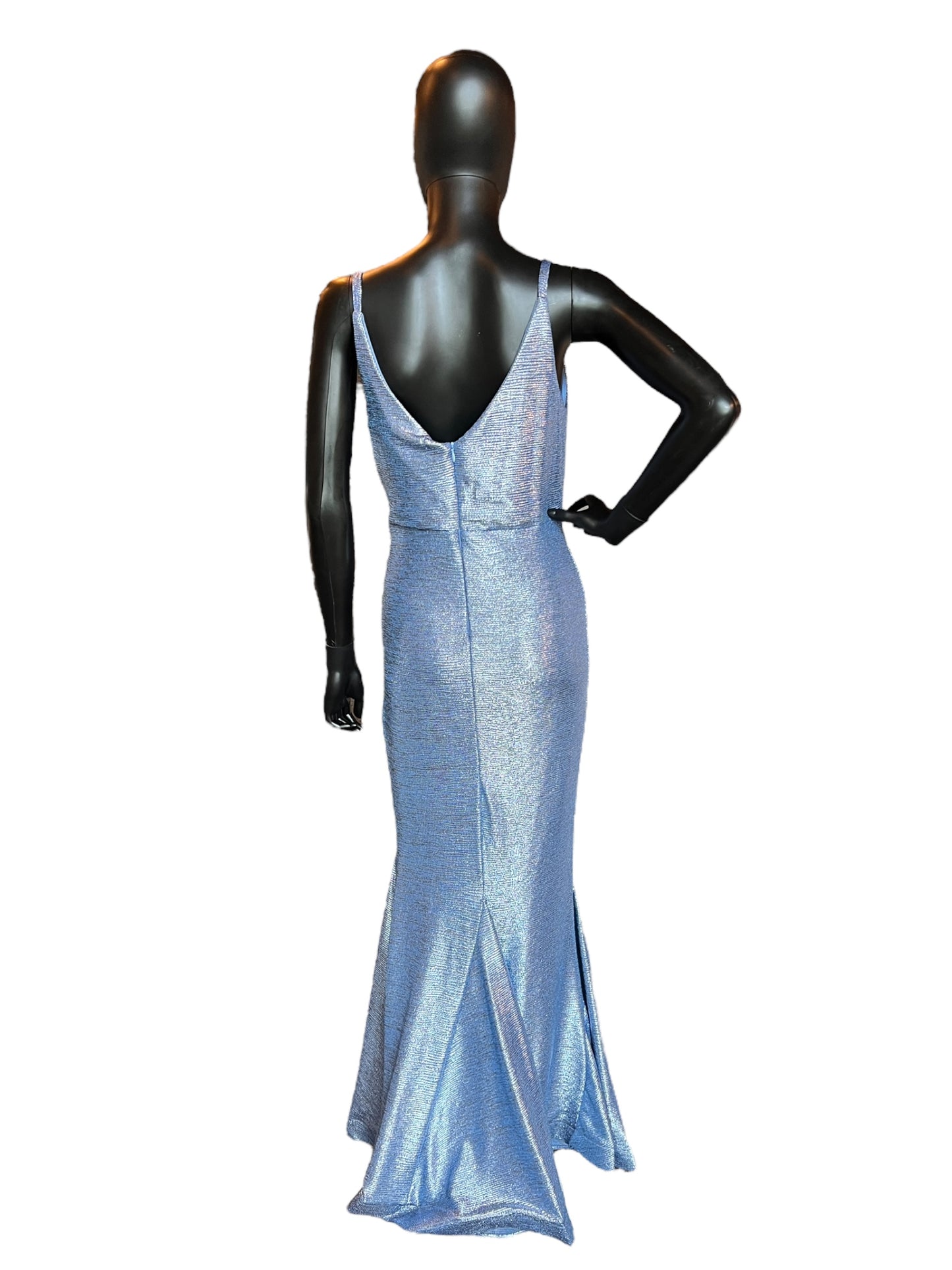 Ice Blue Shimmer Mermaid Maxi Formal Dress
