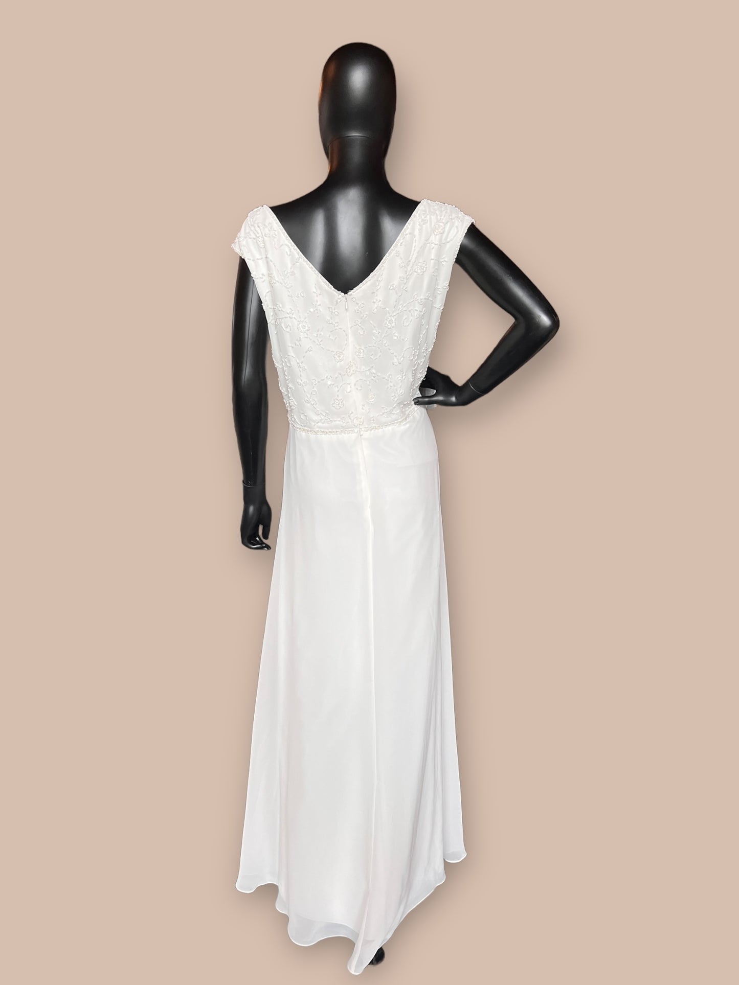 Adrianna Papell Chiffon Wedding Gown Beaded Empire