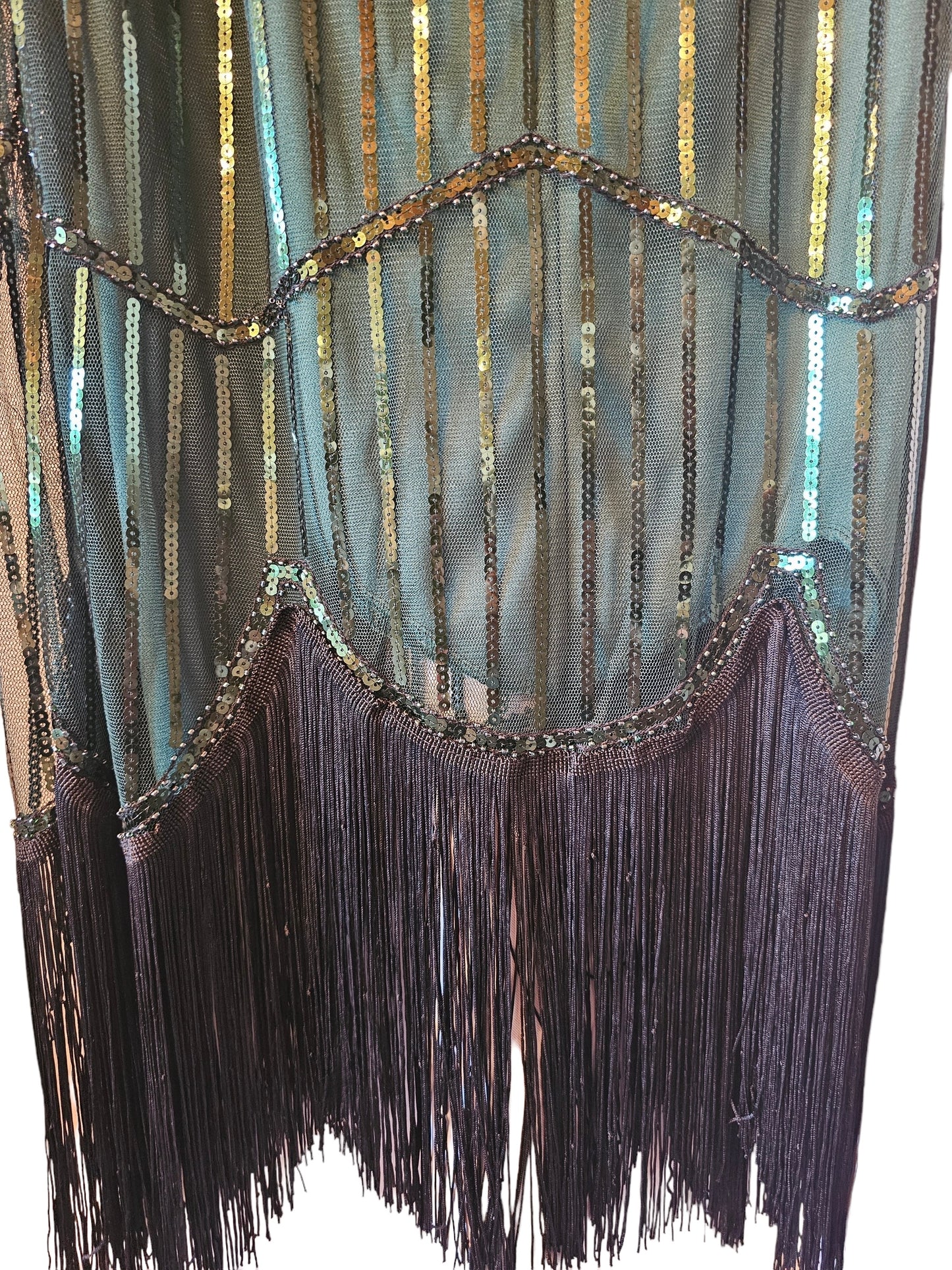 Green Flapper Fringe Beaded Dress