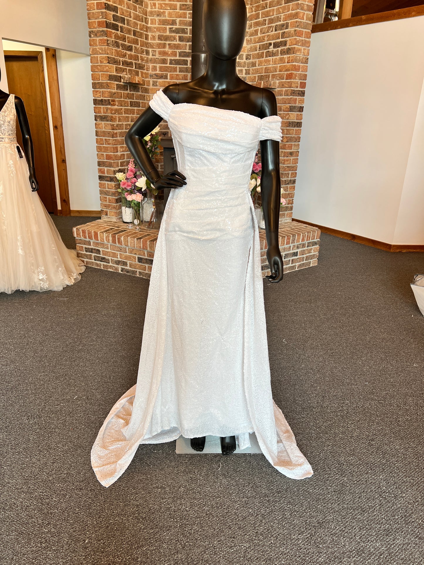 White Sequin Off Shoulder