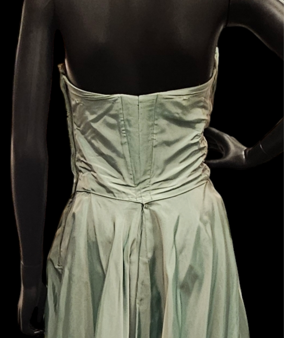 Vintage 50s Teal Taffeta Party Dress / Evening Gown
