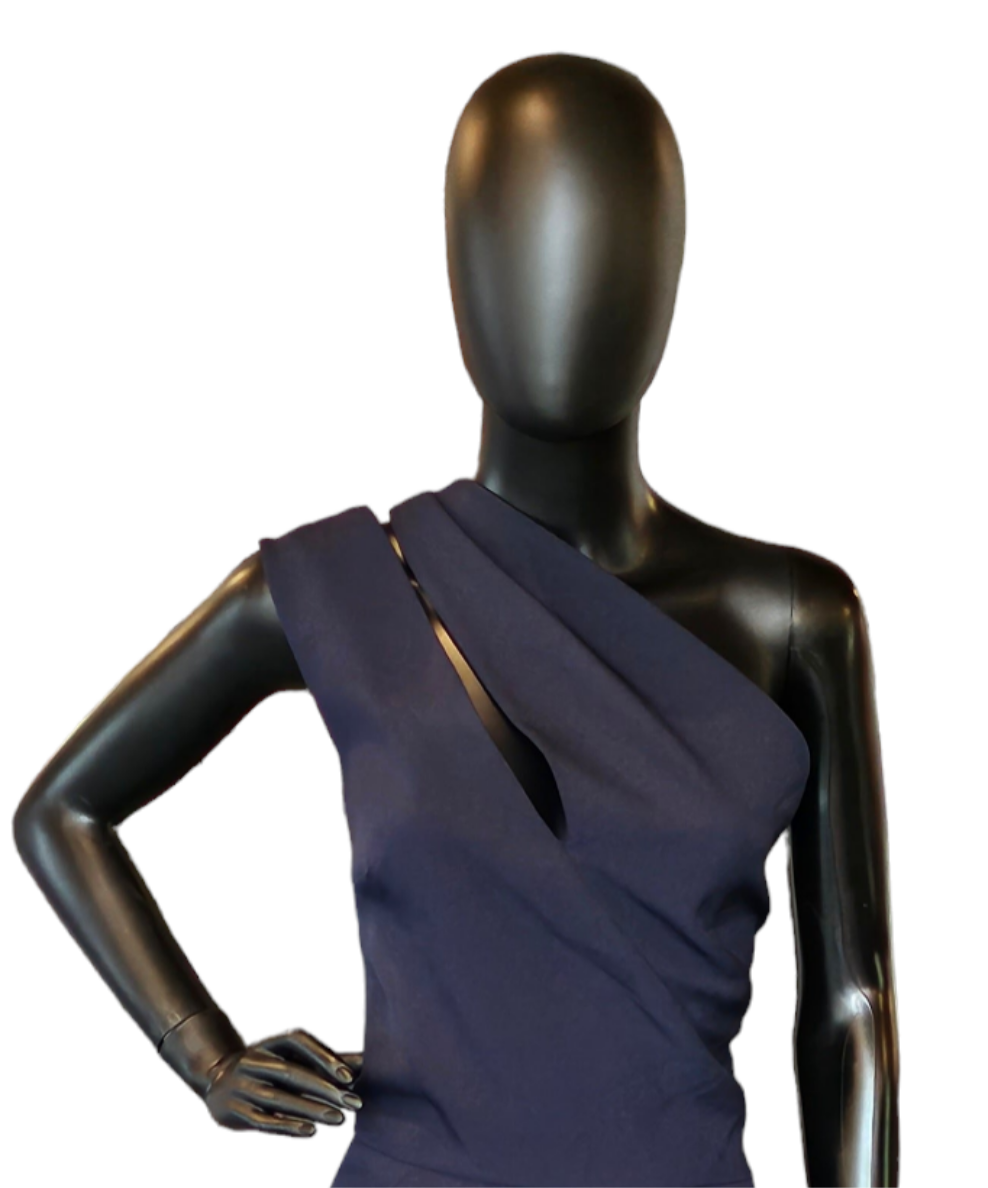 Amsale Navy Crepe Formal Gown