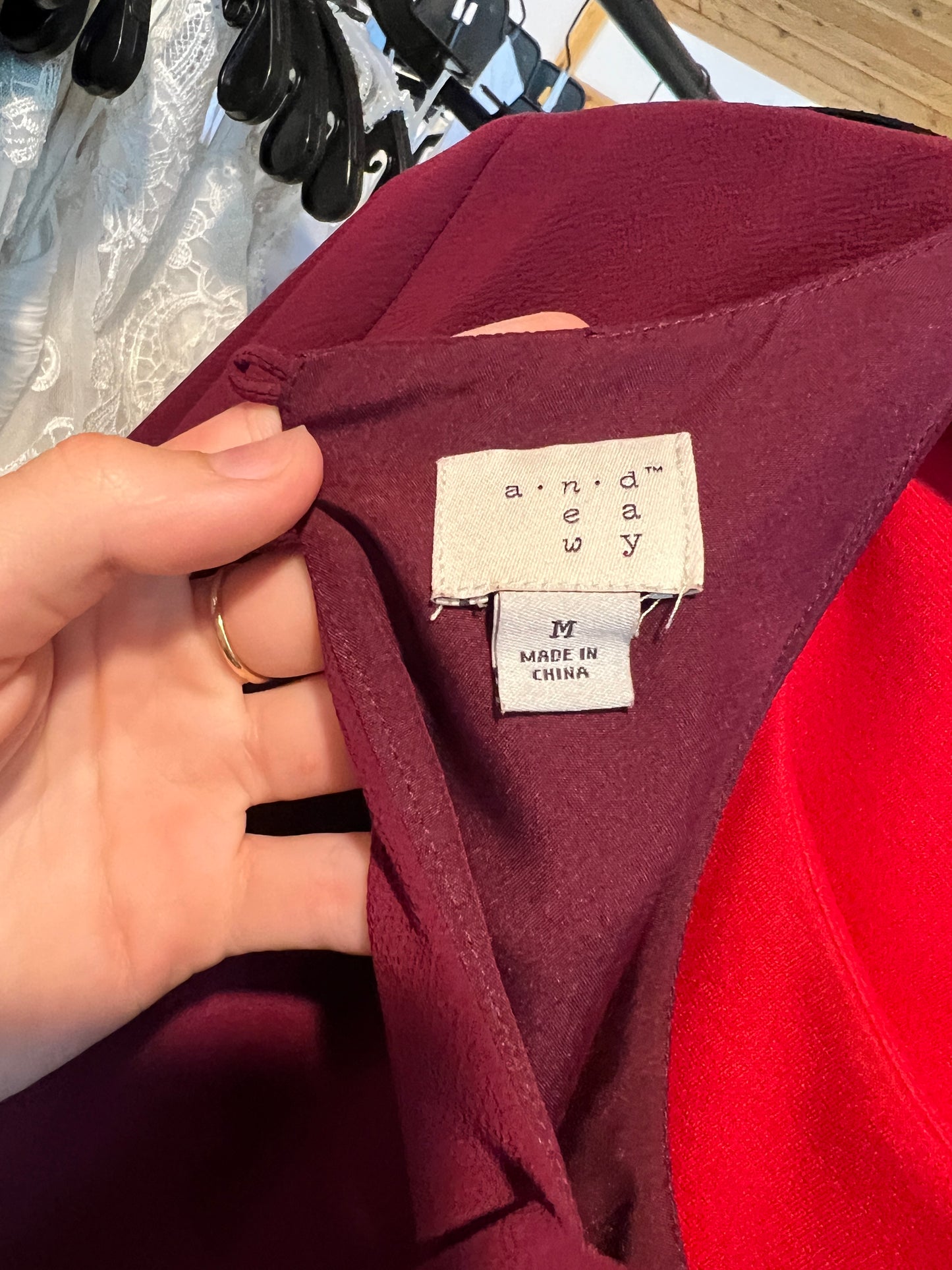 Burgundy Long Sleeve Mid-Length Dress