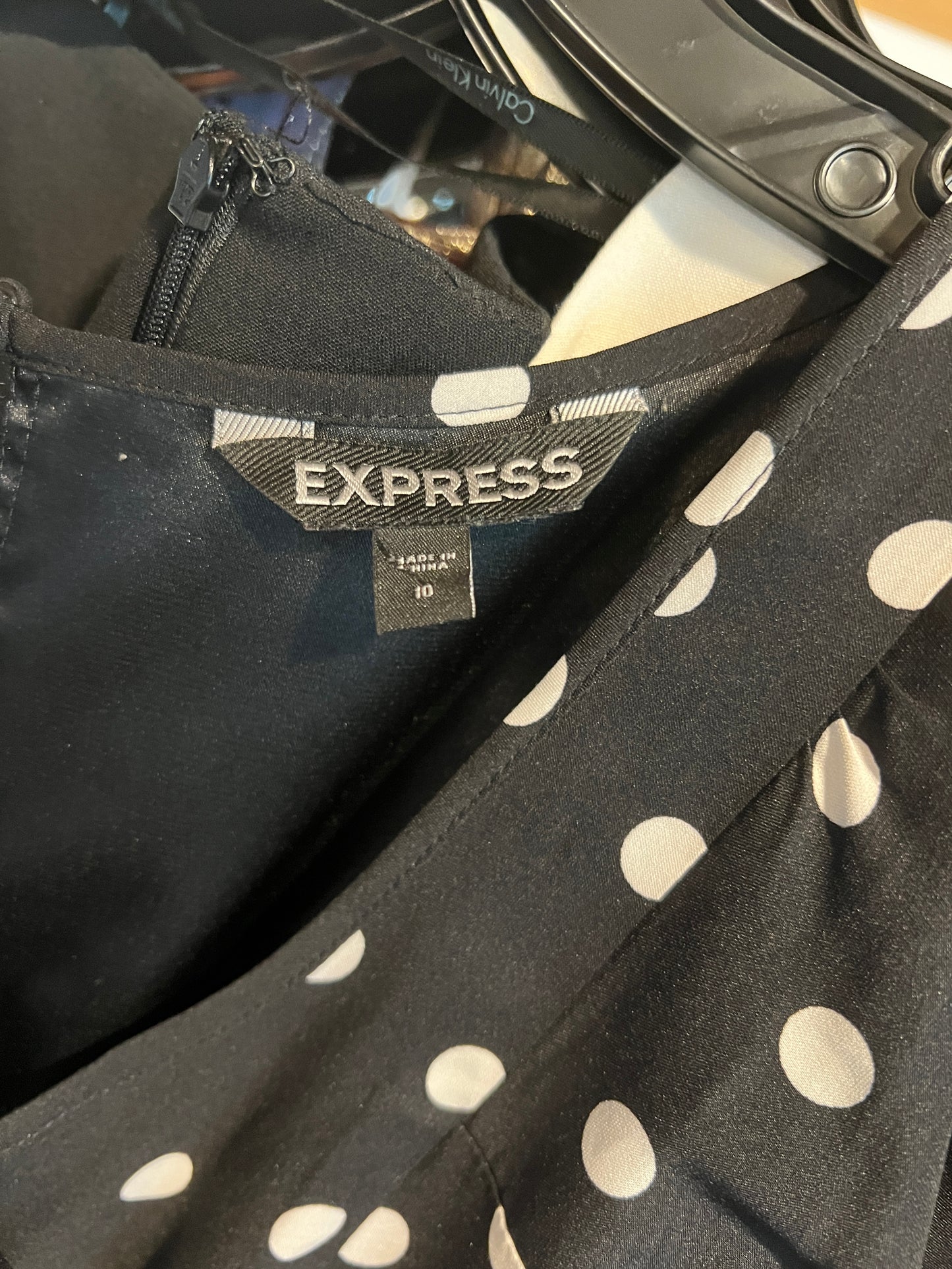 Ruffled Polka Dot Black Mid-Length Dress