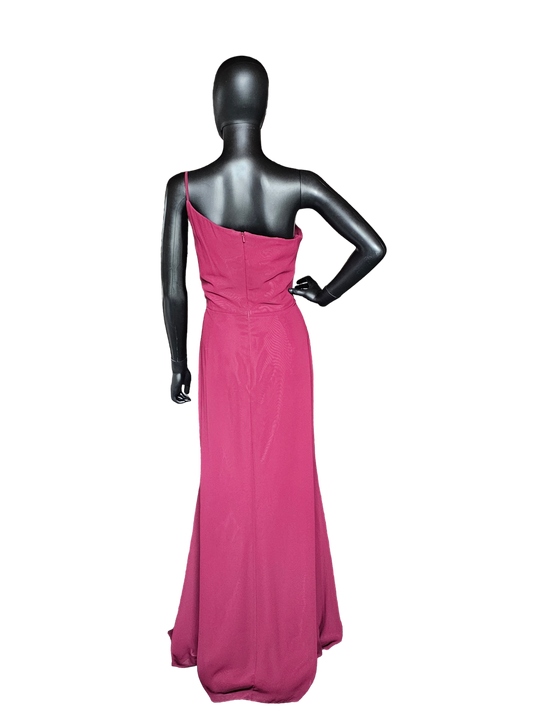 Sangria Chiffon One Shoulder Formal Gown - Hayley Paige - Bridesmaid