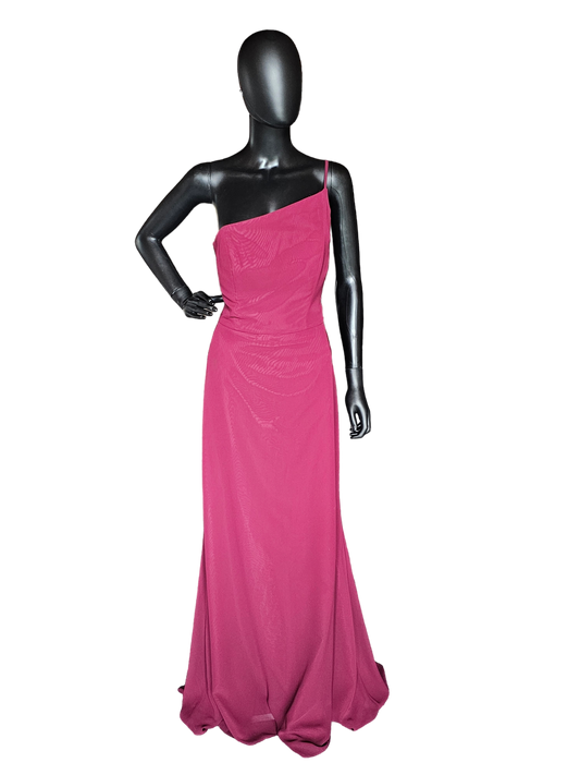 Sangria Chiffon One Shoulder Formal Gown - Hayley Paige - Bridesmaid