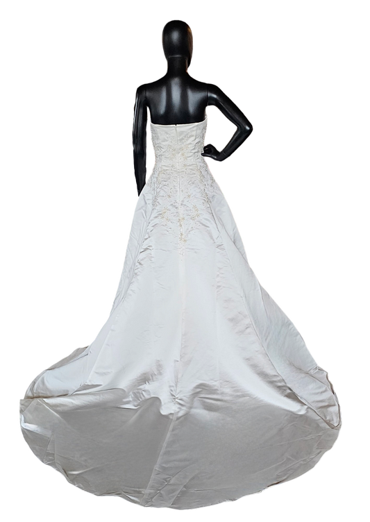Satin Side Sweep Ivory Wedding Gown