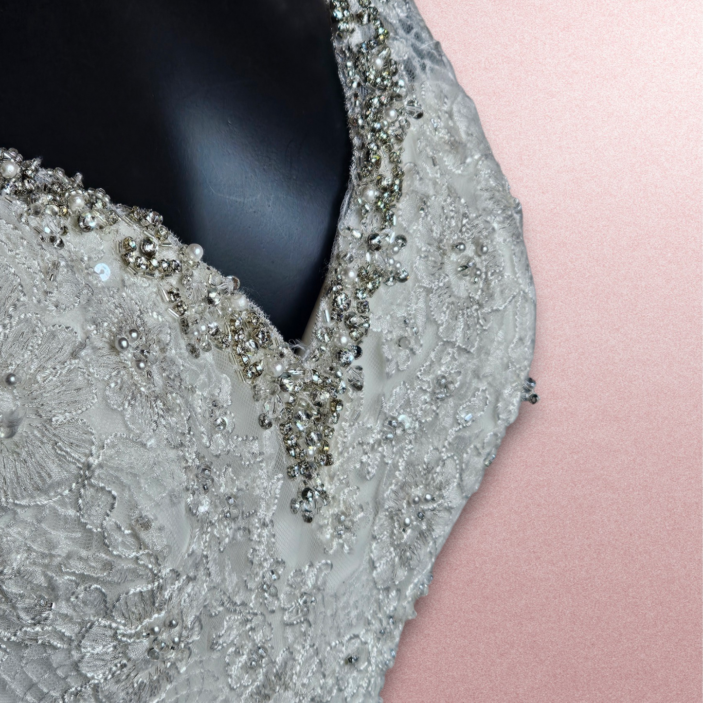 Mori Lee Lace Overlay V-Neck Wedding Gown