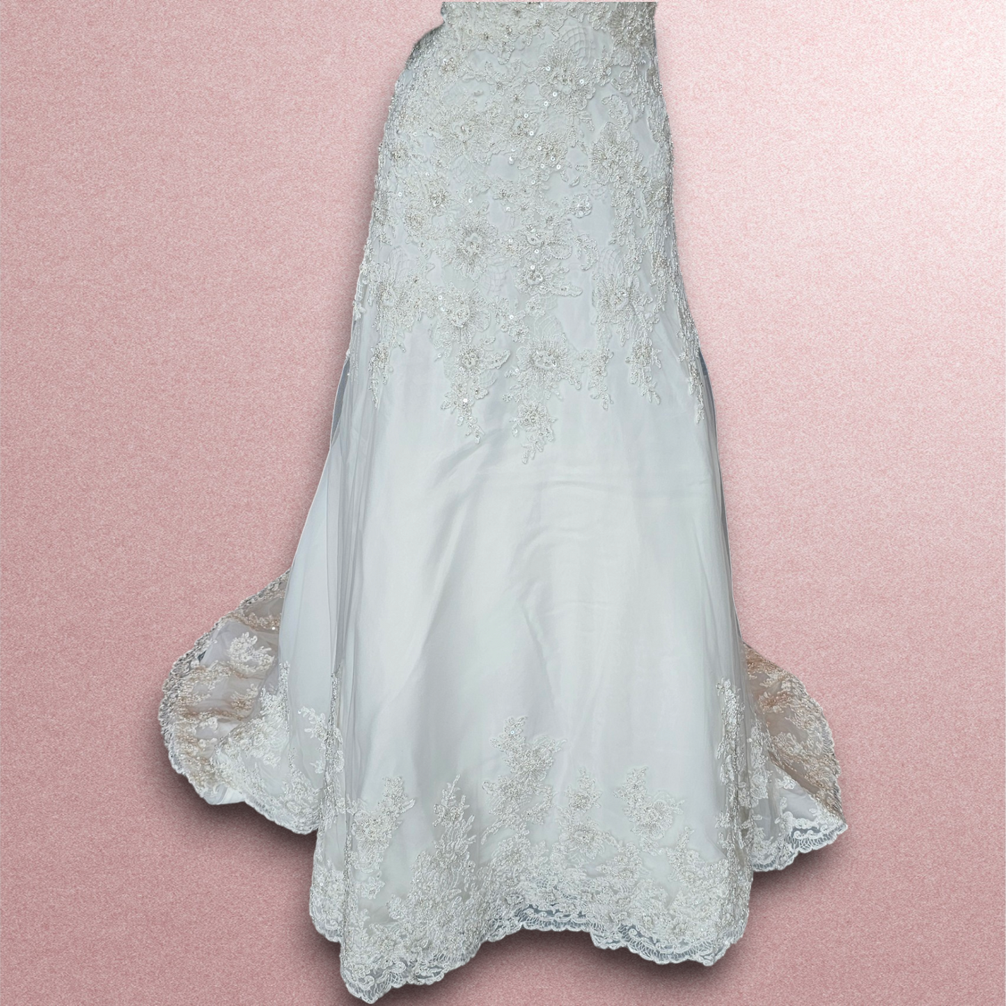 Mori Lee Lace Overlay V-Neck Wedding Gown