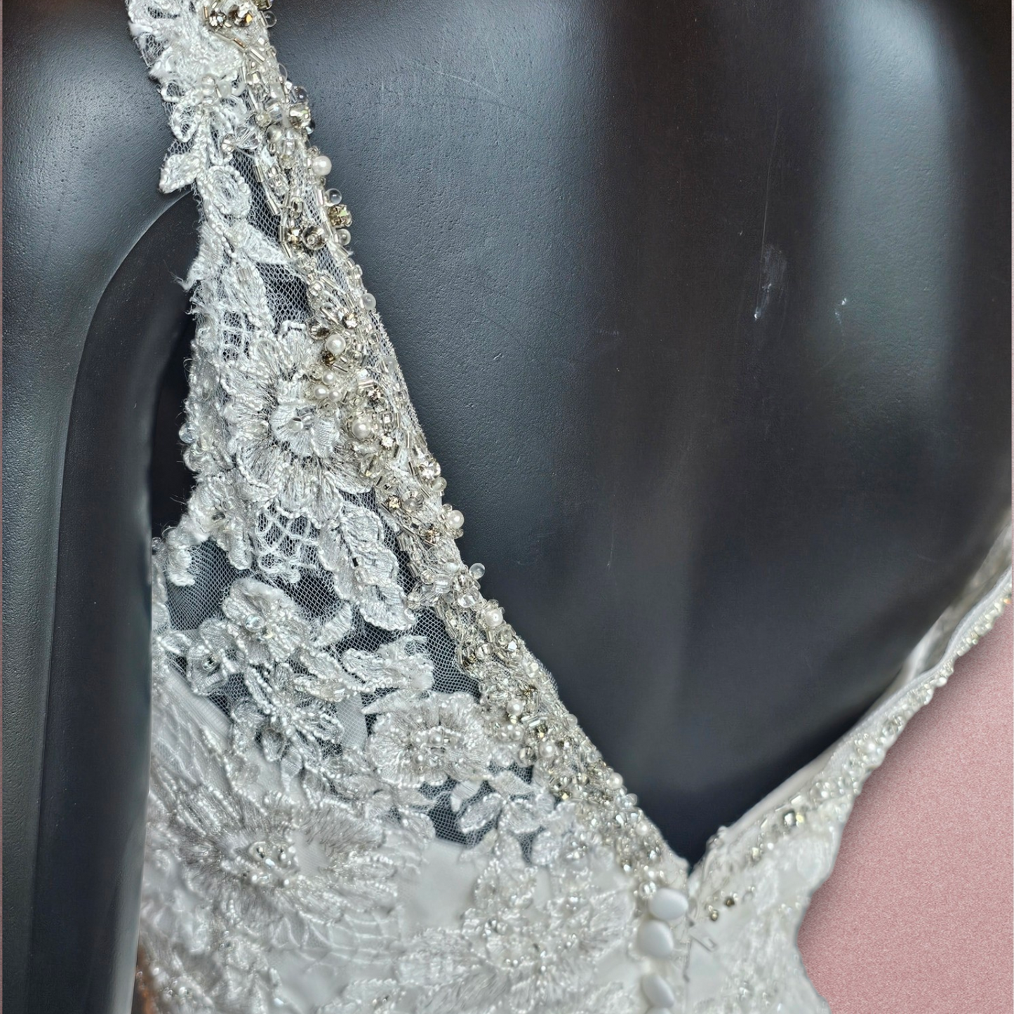 Mori Lee Lace Overlay V-Neck Wedding Gown