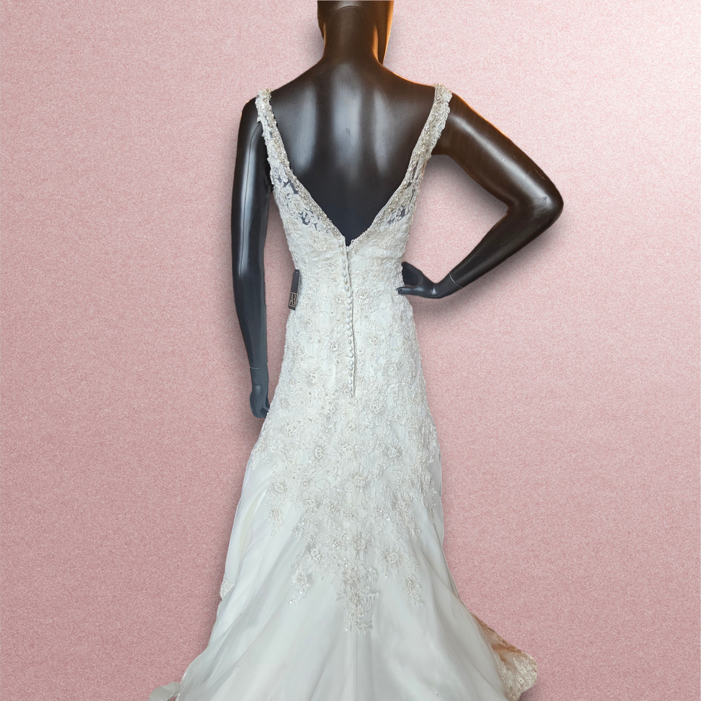 Mori Lee Lace Overlay V-Neck Wedding Gown