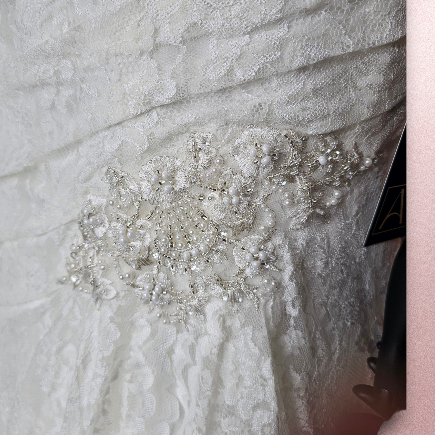 David's Bridal Lace Side Ruched Wedding Gown