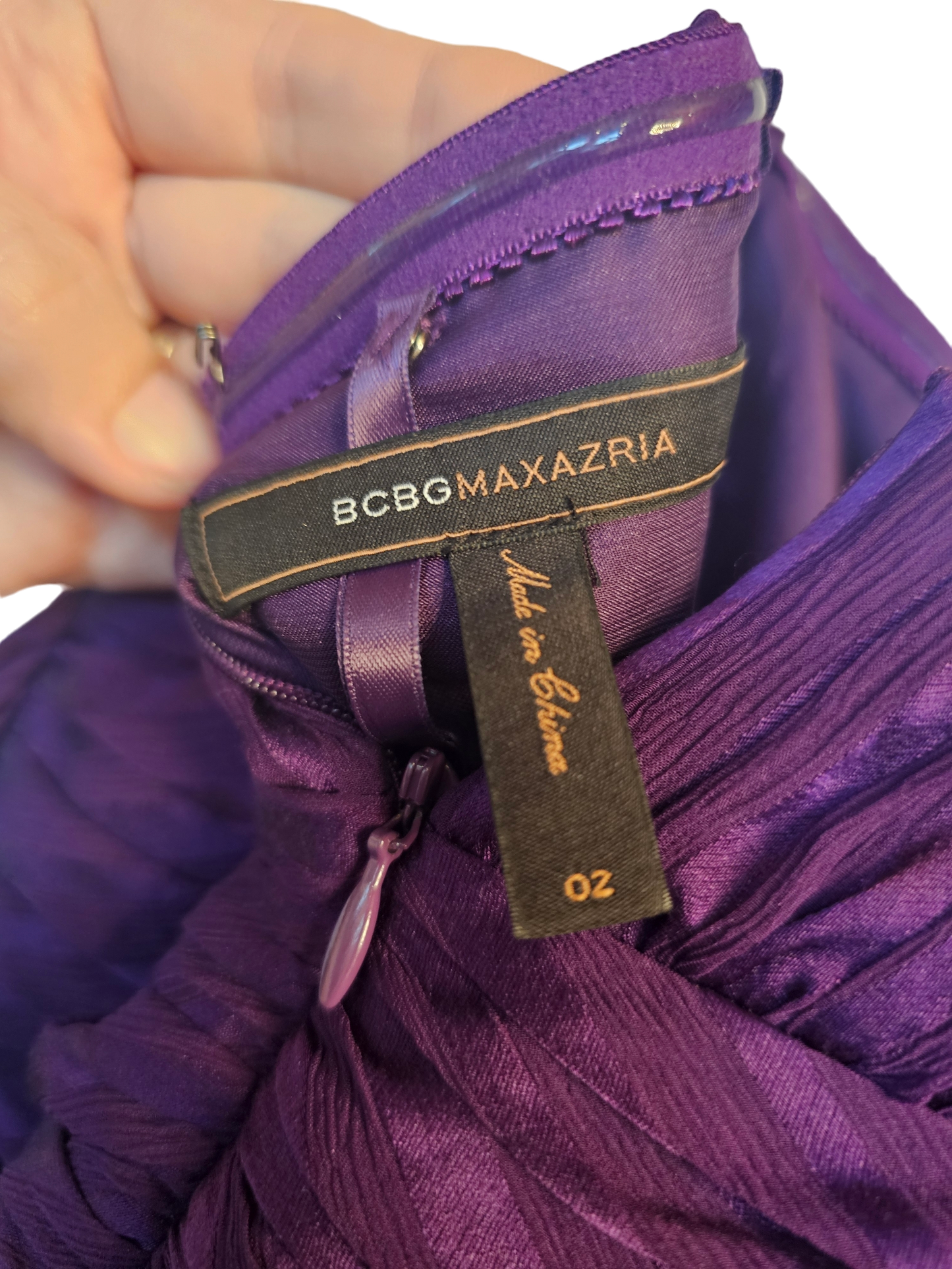 BCBG Purple Vertical Stripe Formal Dress