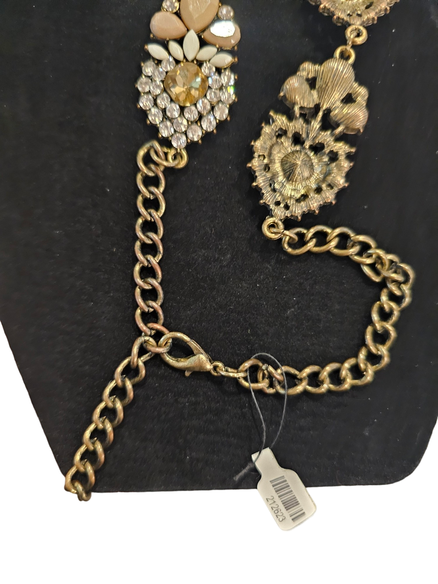 Nude/White Crystal Art Deco Necklace