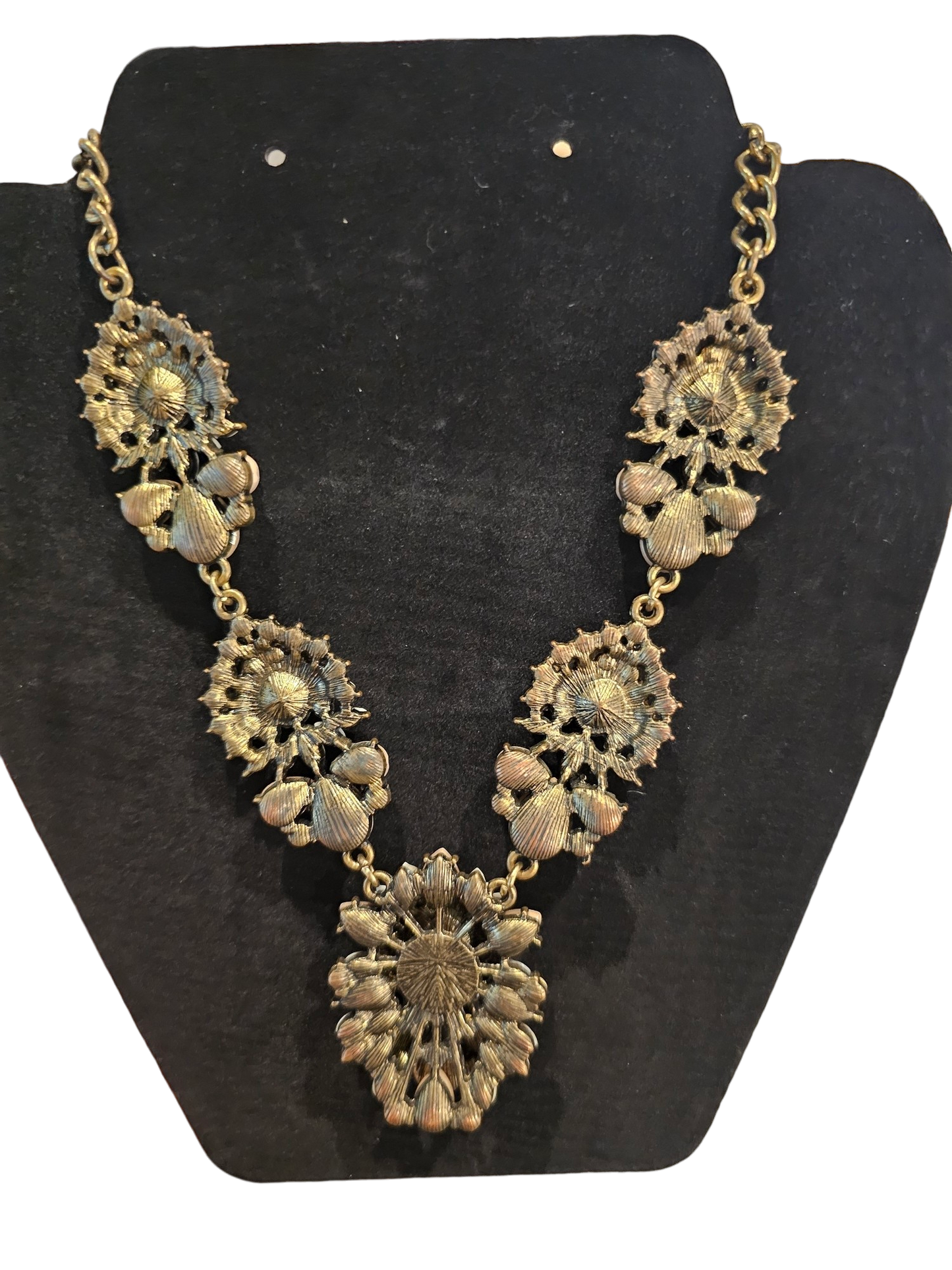 Nude/White Crystal Art Deco Necklace