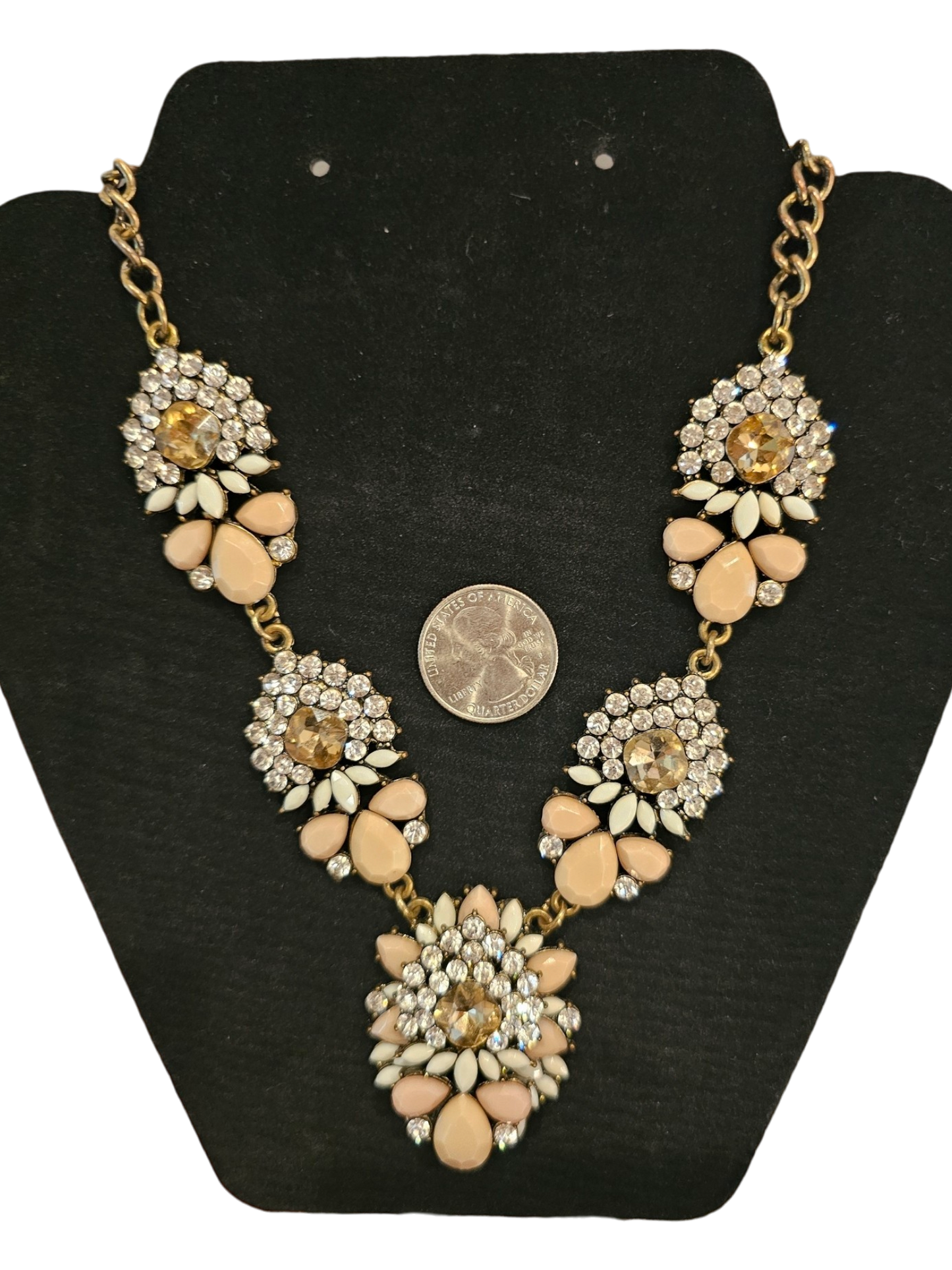 Nude/White Crystal Art Deco Necklace