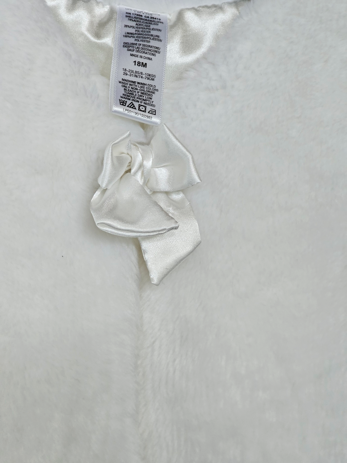 Childs White Fur Vest