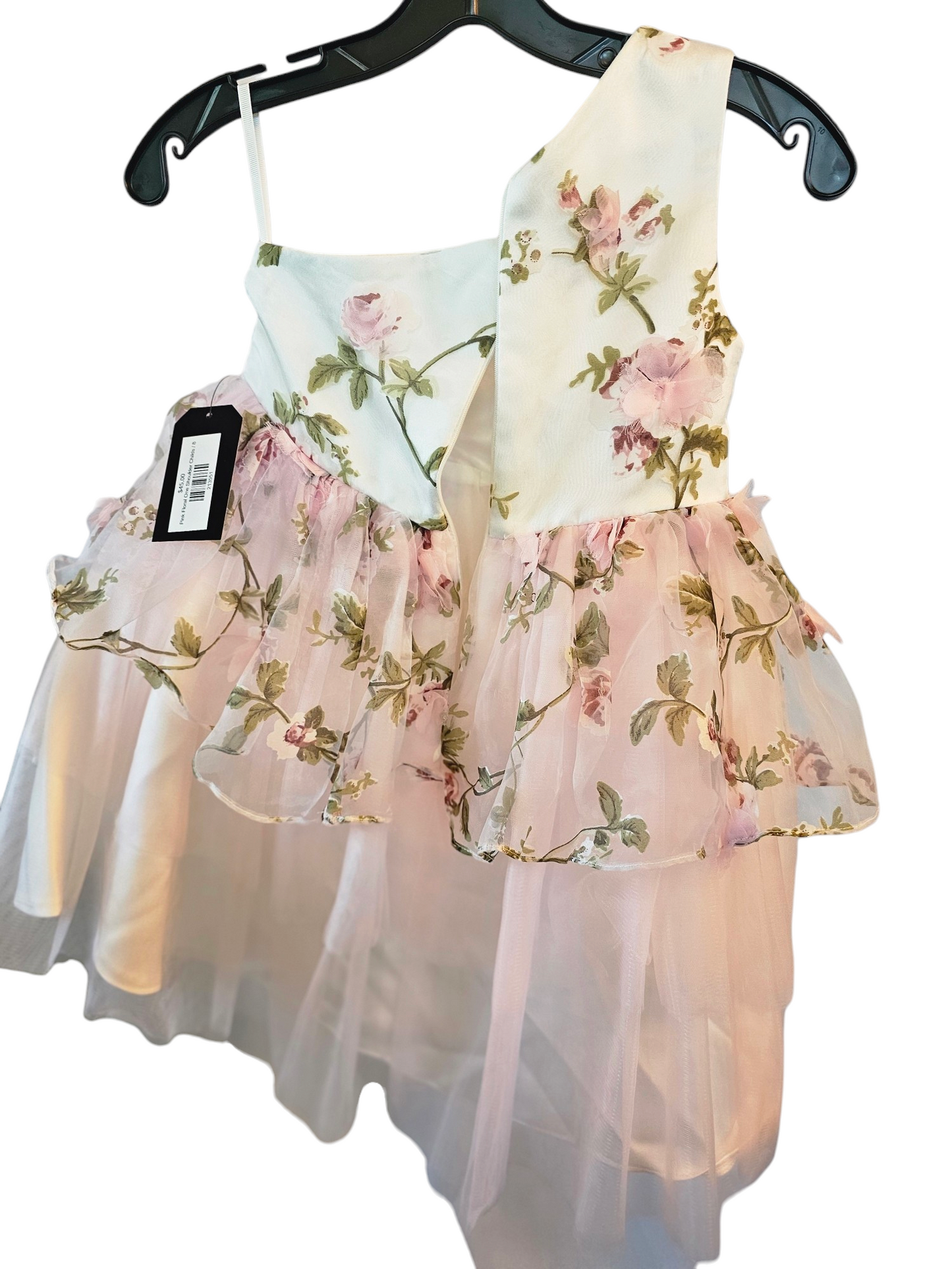 Pink Floral One Shoulder Childs Dress