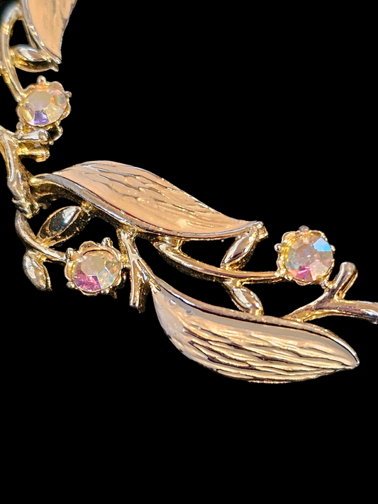 White Gold Crystal Vintage Necklace Collar and Matching Bracelet