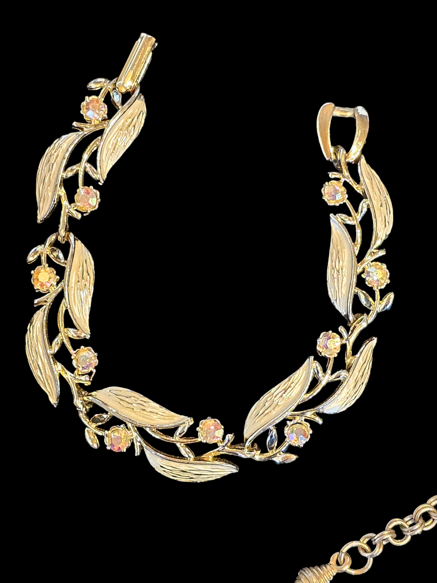 White Gold Crystal Vintage Necklace Collar and Matching Bracelet