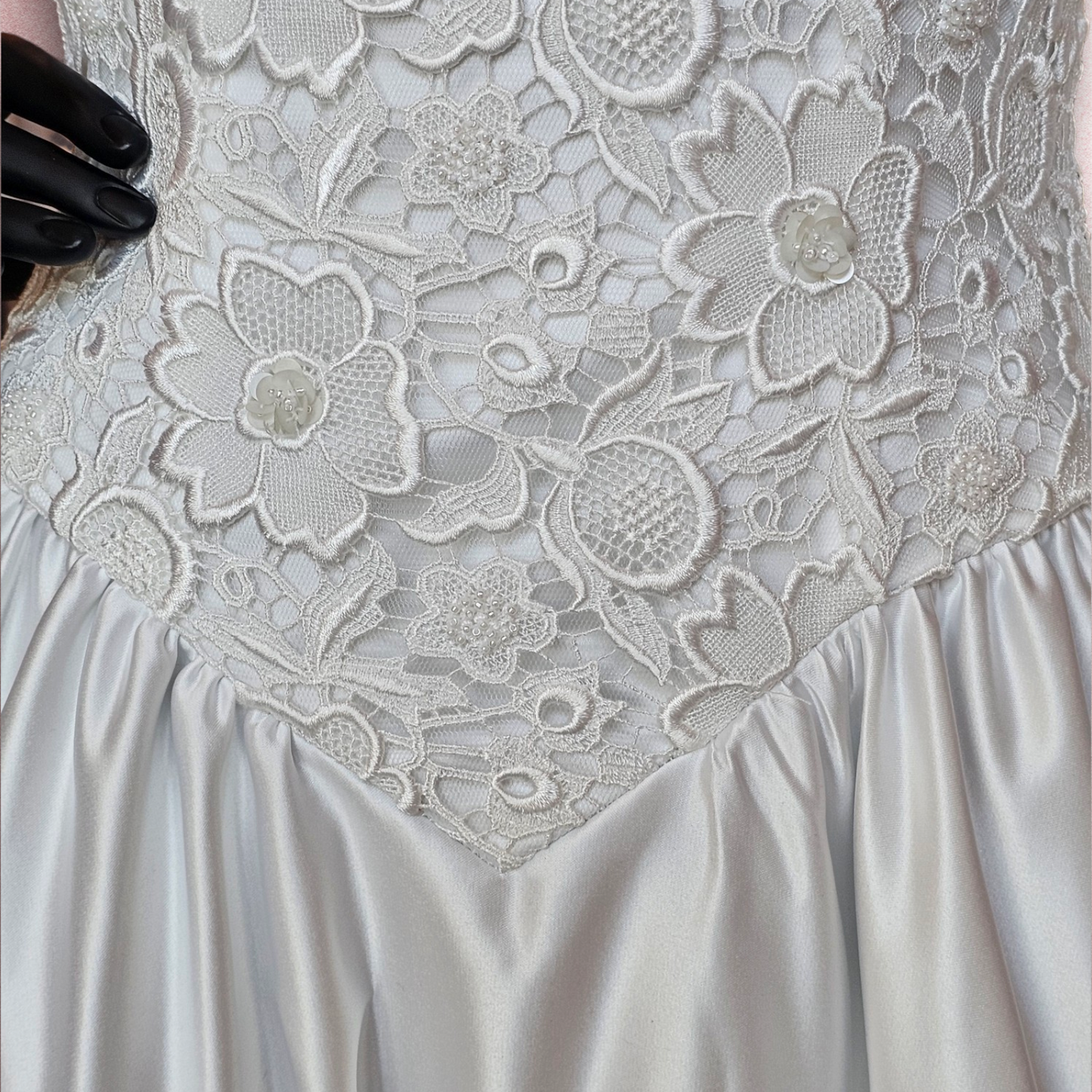 Floral Lace Bodice Long Sleeve Wedding Gown