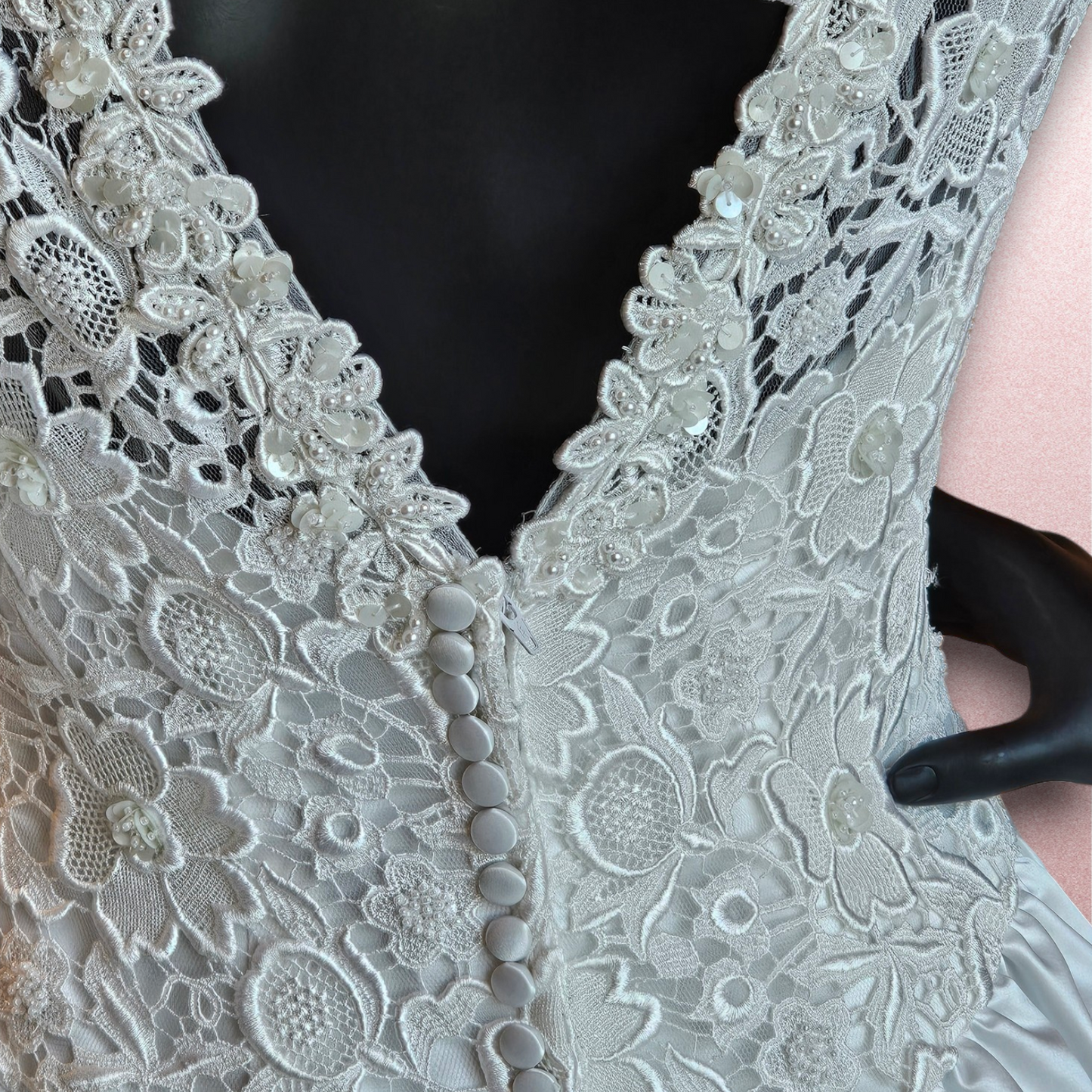 Floral Lace Bodice Long Sleeve Wedding Gown