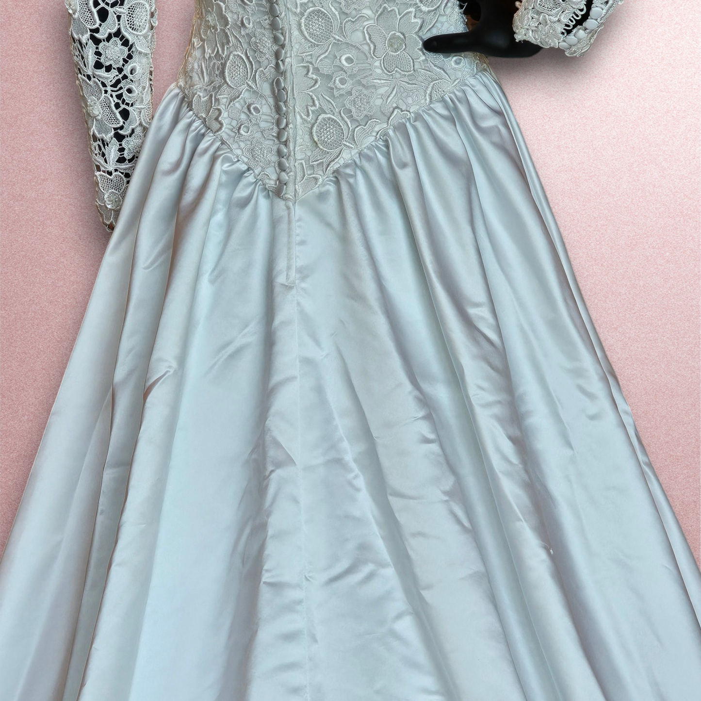 Floral Lace Bodice Long Sleeve Wedding Gown