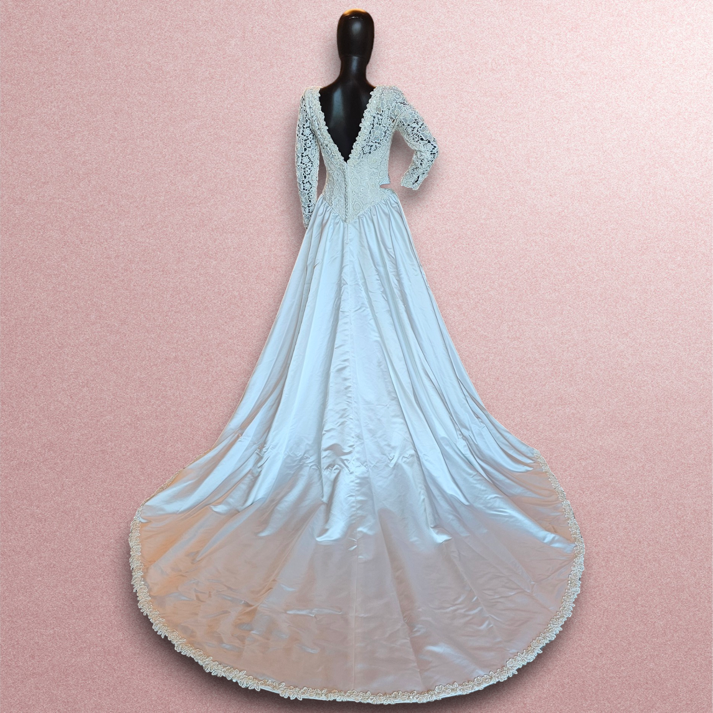 Floral Lace Bodice Long Sleeve Wedding Gown