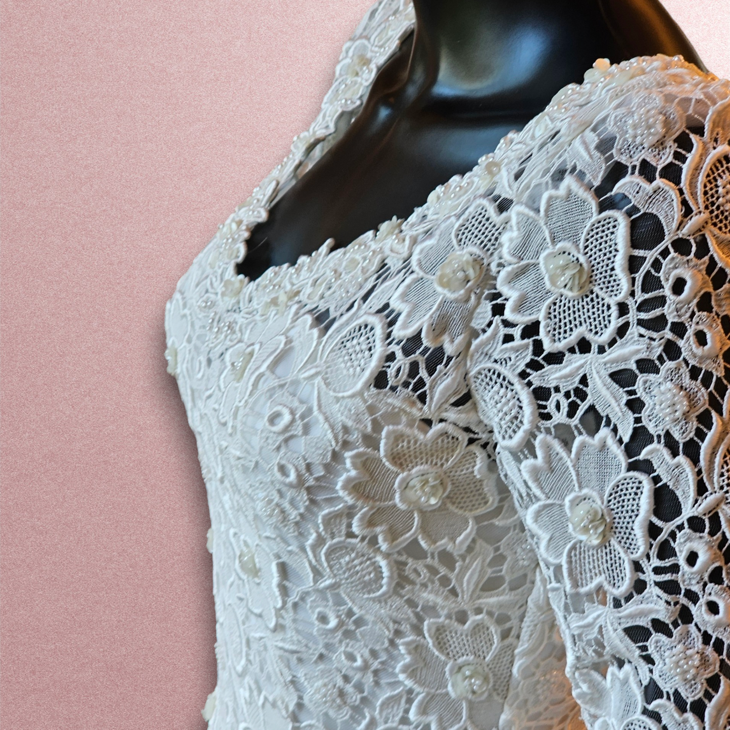 Floral Lace Bodice Long Sleeve Wedding Gown