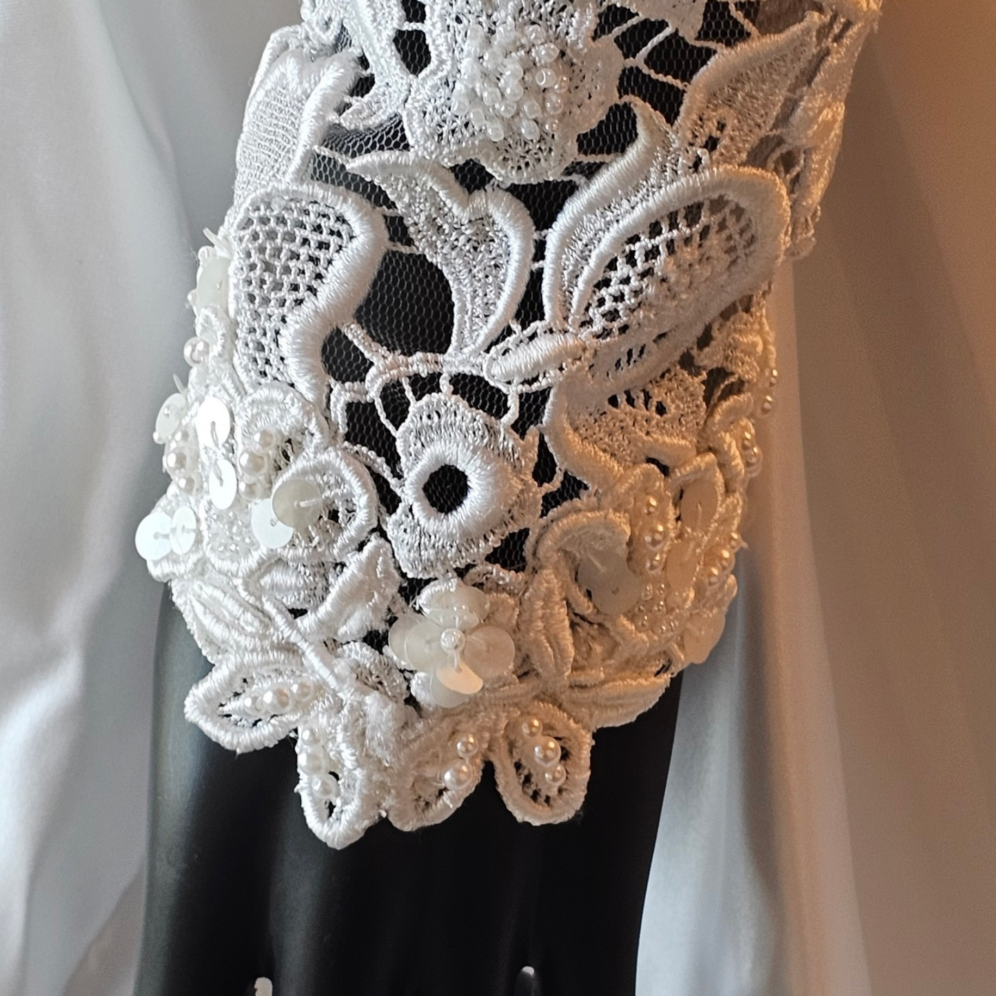 Floral Lace Bodice Long Sleeve Wedding Gown