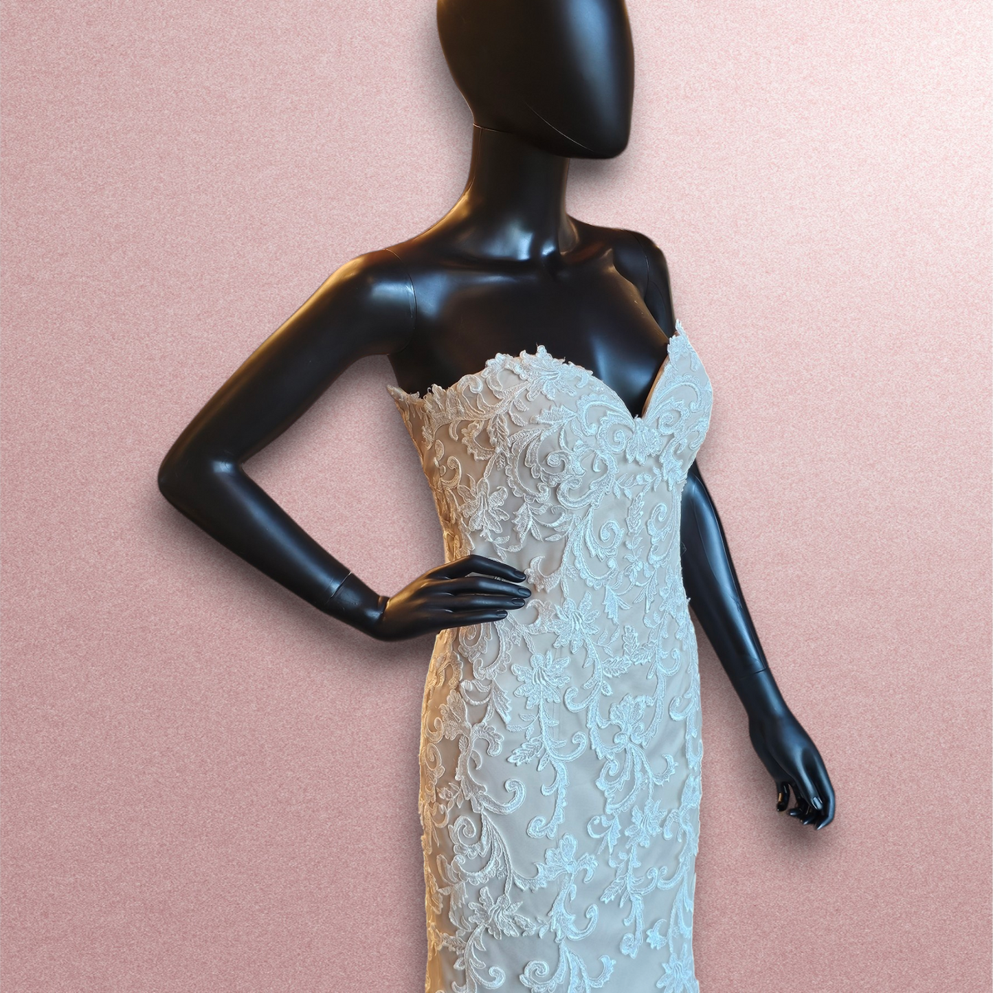 Mori Lee 2-Tone Lace Strapless Wedding Gown